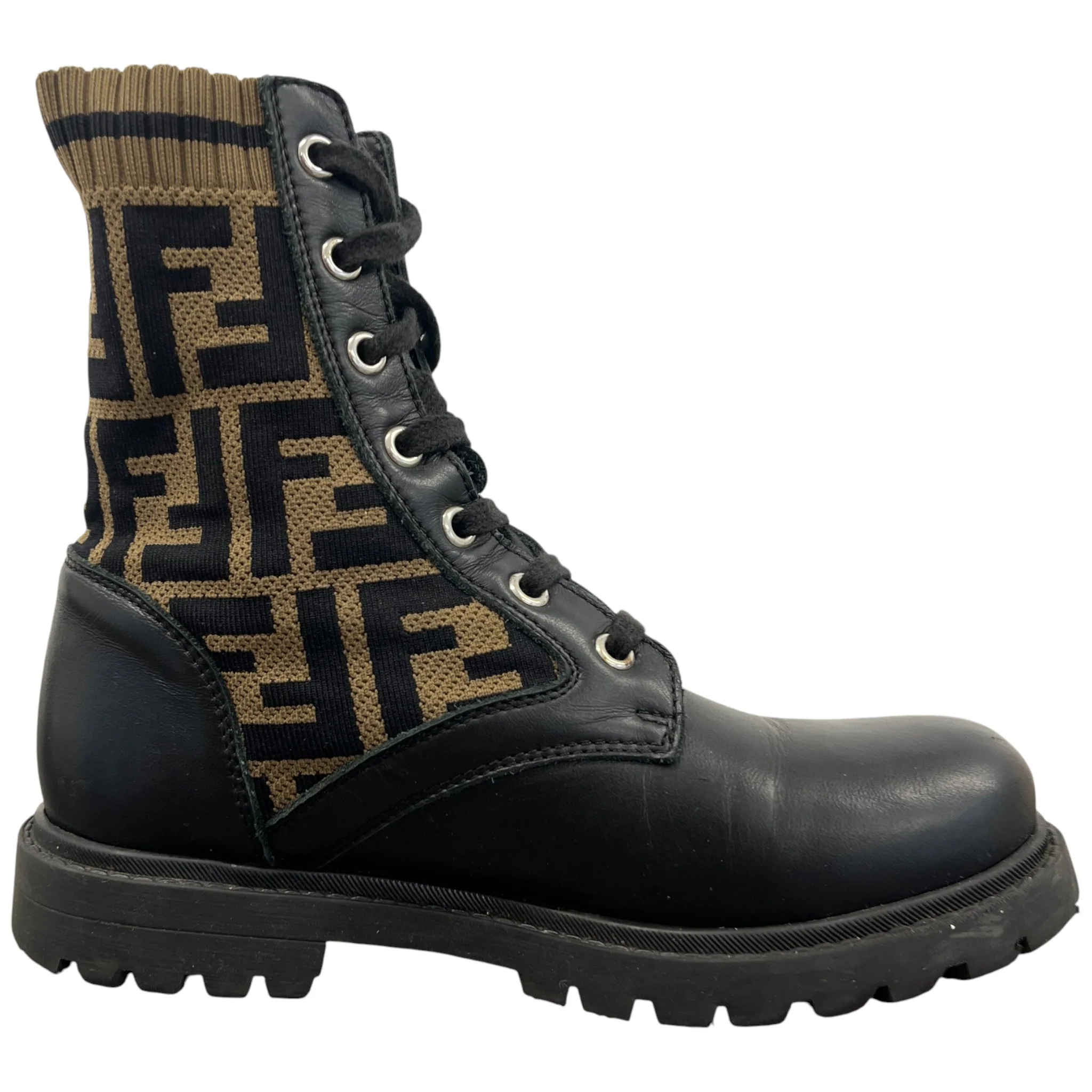 Women's Ff Monogram Boots Black Size EU 34 / UK 1 - Image 4