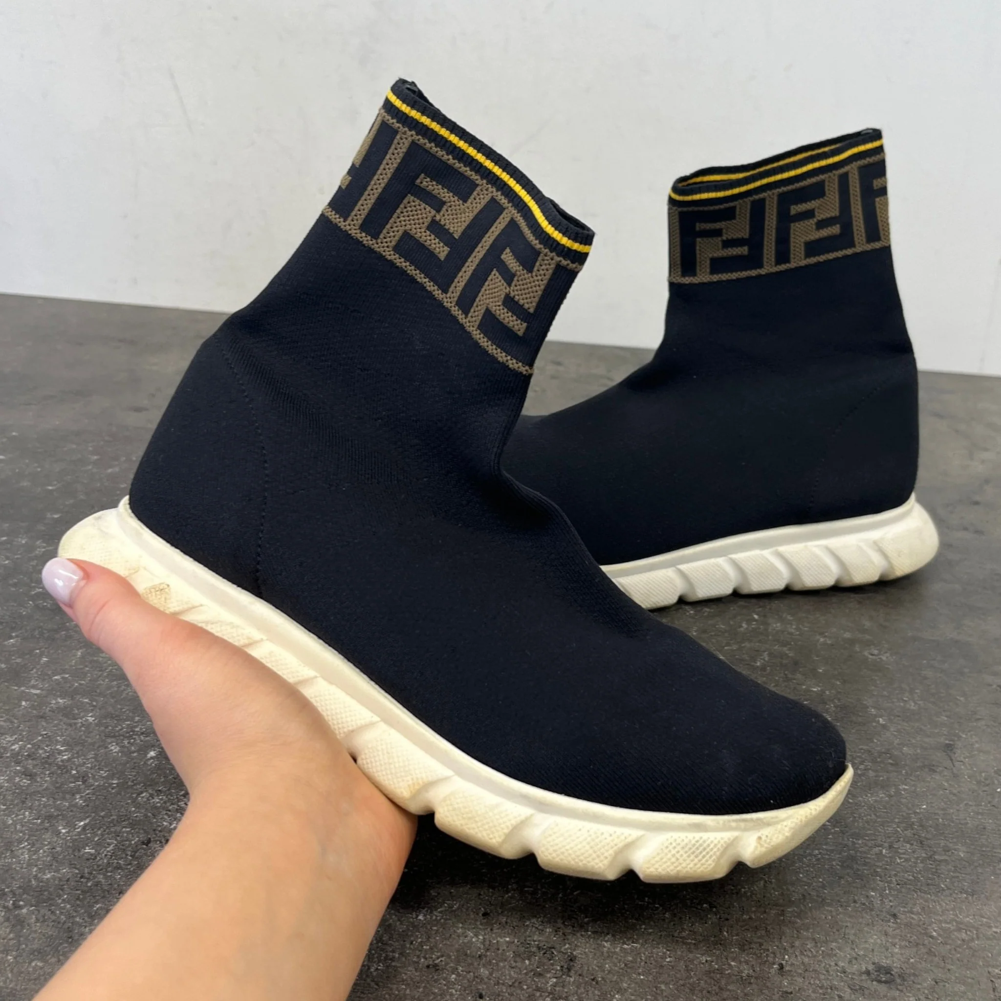 Women's Ff Monogram Sock High Trainers Black Size EU 36 / UK 3 - Image 11