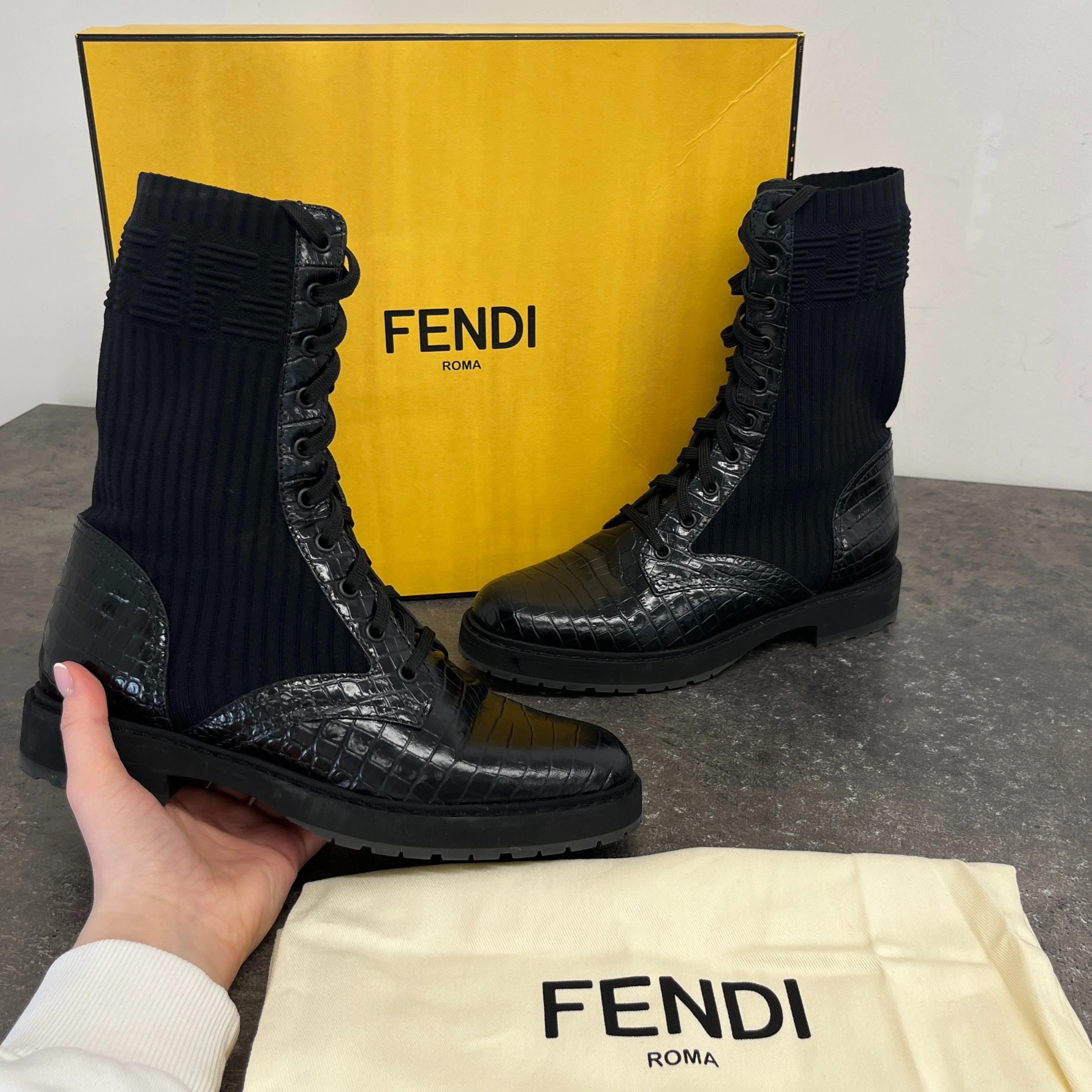 Women's Ff Rockoko Croc Biker Boots Black Size EU 38 / UK 5 - Image 11