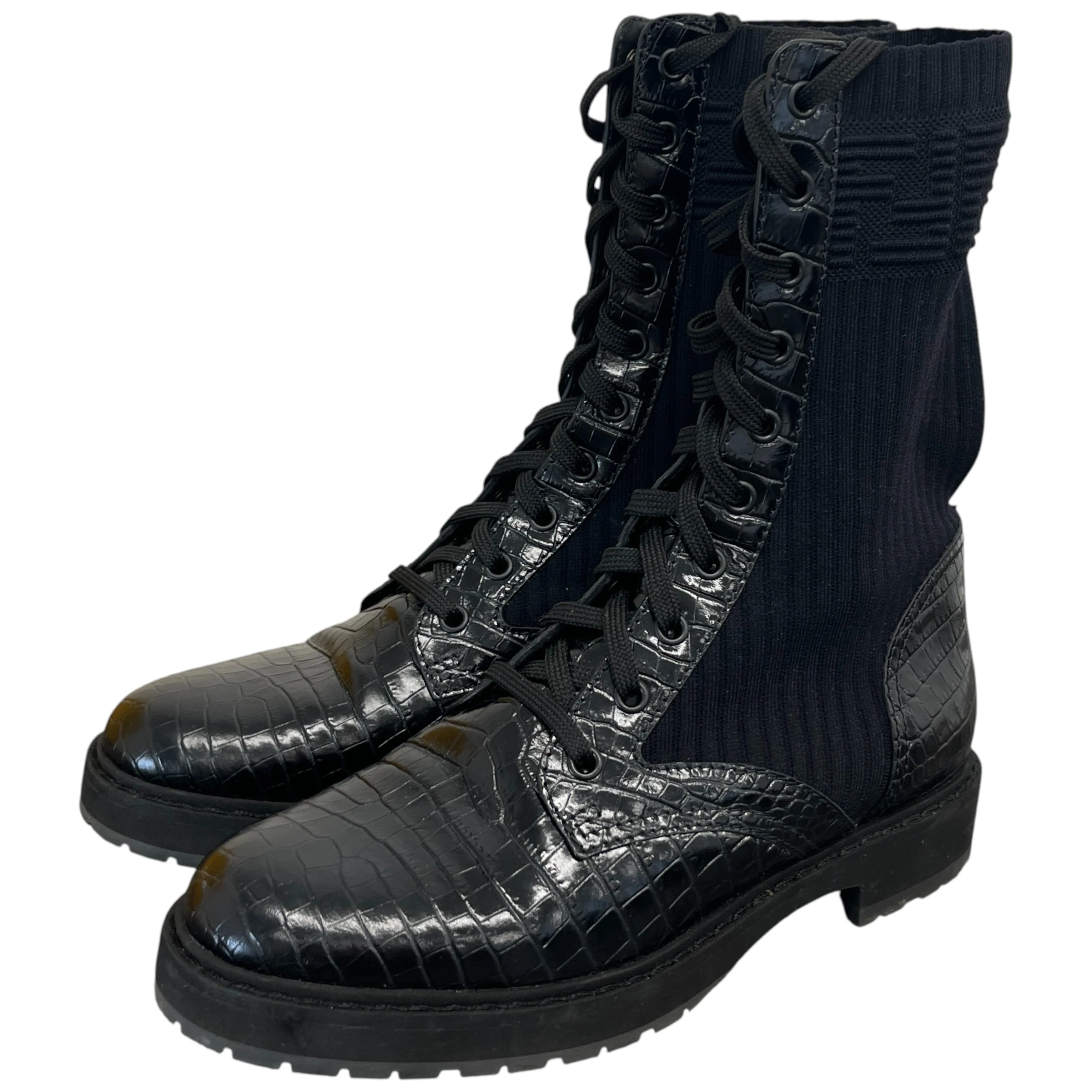 Women's Ff Rockoko Croc Biker Boots Black Size EU 38 / UK 5 - Image 9