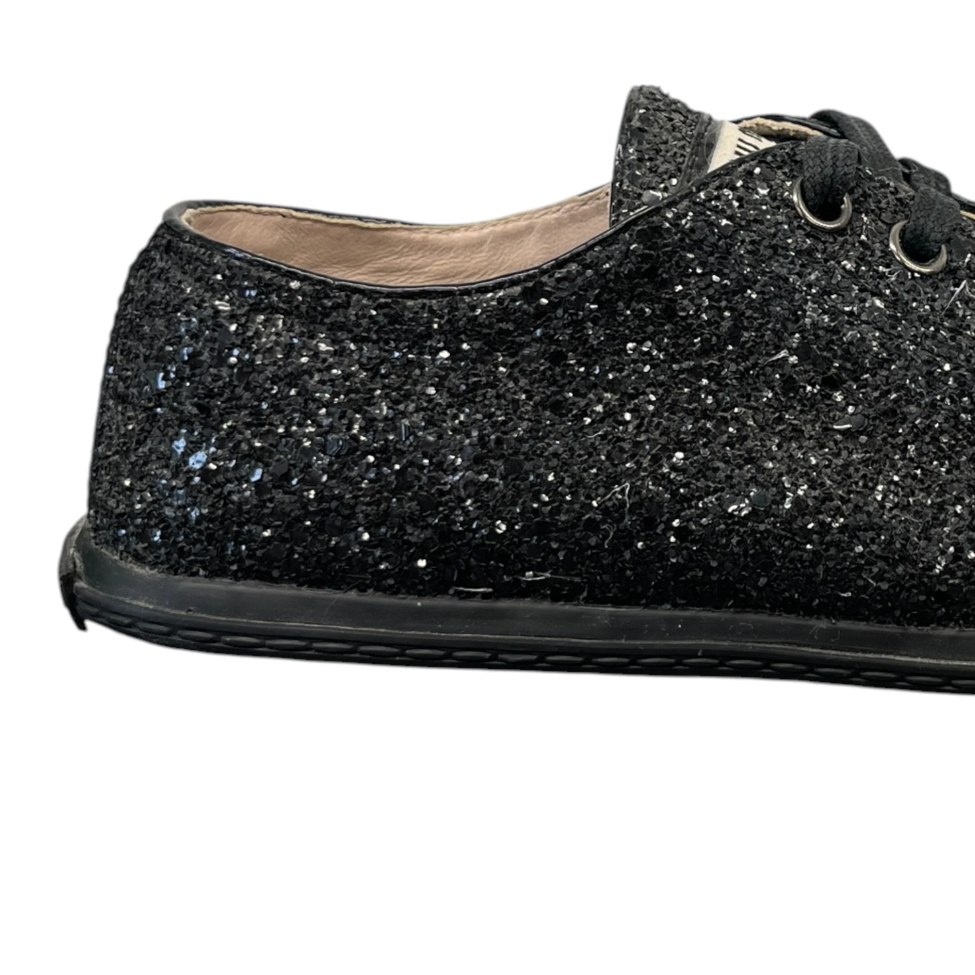 Women's Flat Sole Glitter Low Trainers Black Size EU 36 / UK 3 - Image 14
