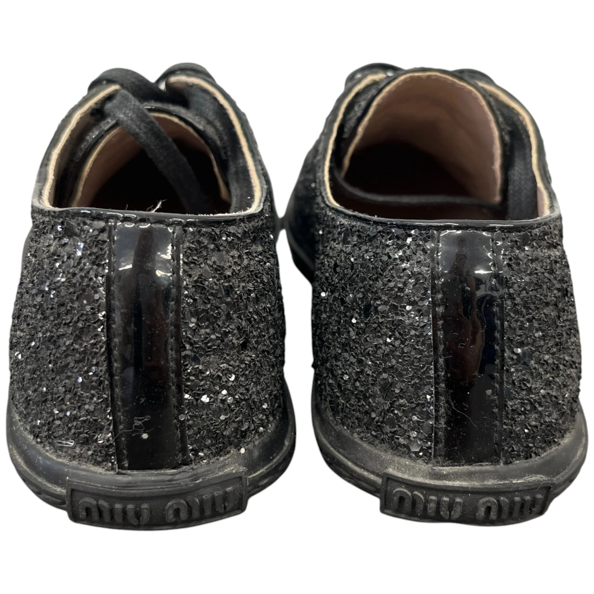 Women's Flat Sole Glitter Low Trainers Black Size EU 36 / UK 3 - Image 7