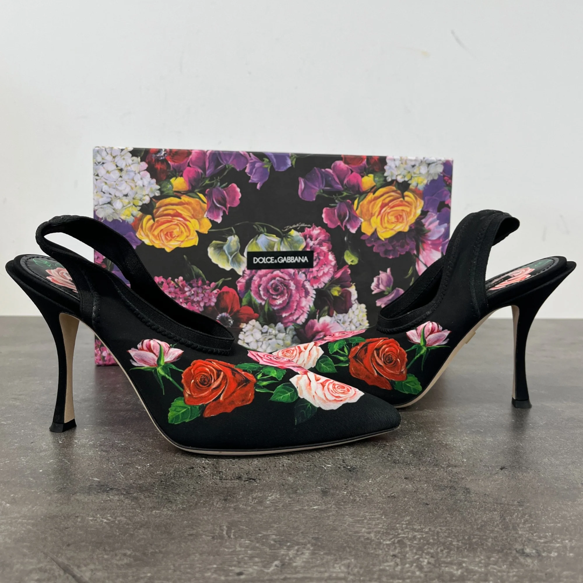 Women's Floral Slingback Heels Black Size EU 36 / UK 3 - Image 11