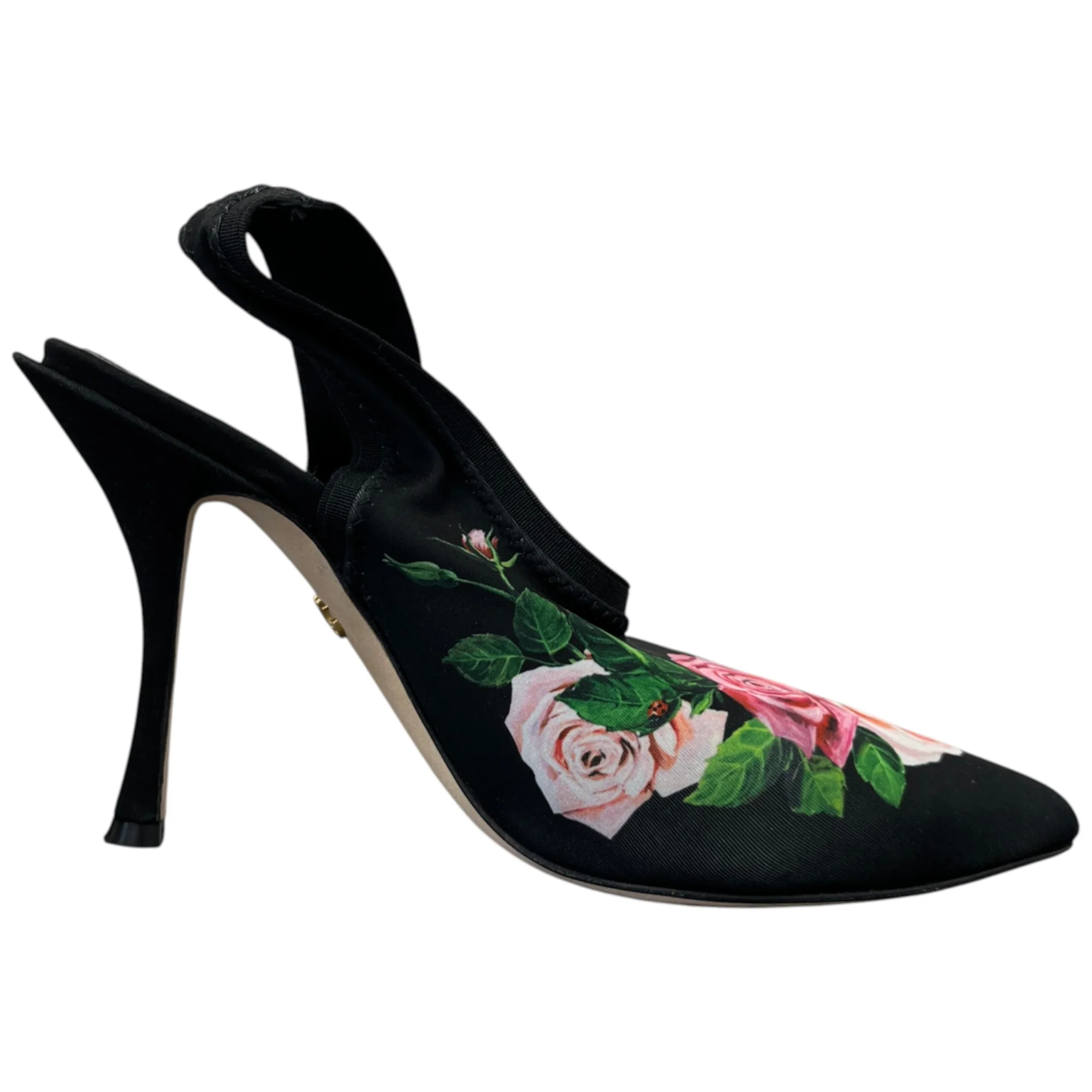 Women's Floral Slingback Heels Black Size EU 36 / UK 3 - Image 4