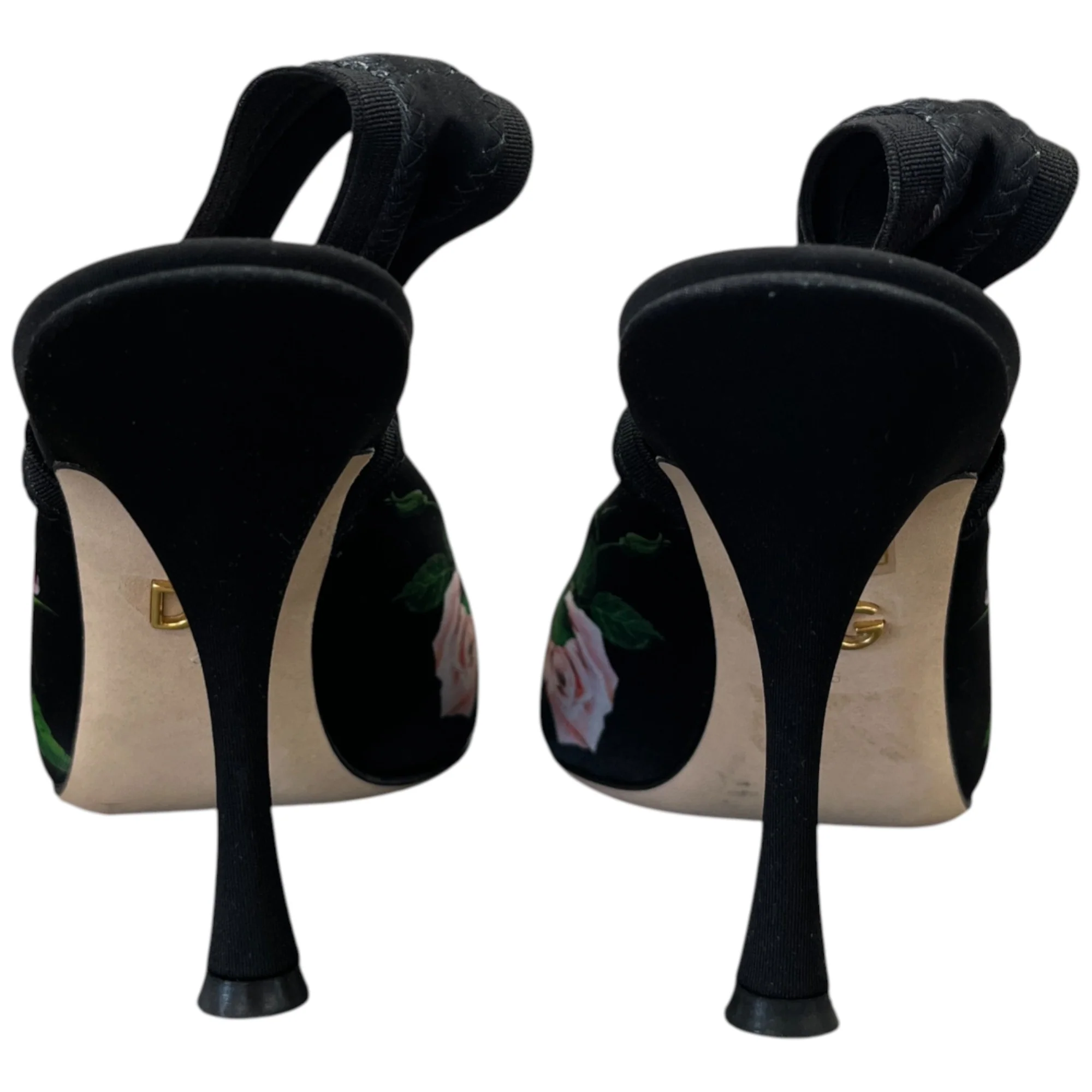 Women's Floral Slingback Heels Black Size EU 36 / UK 3 - Image 7