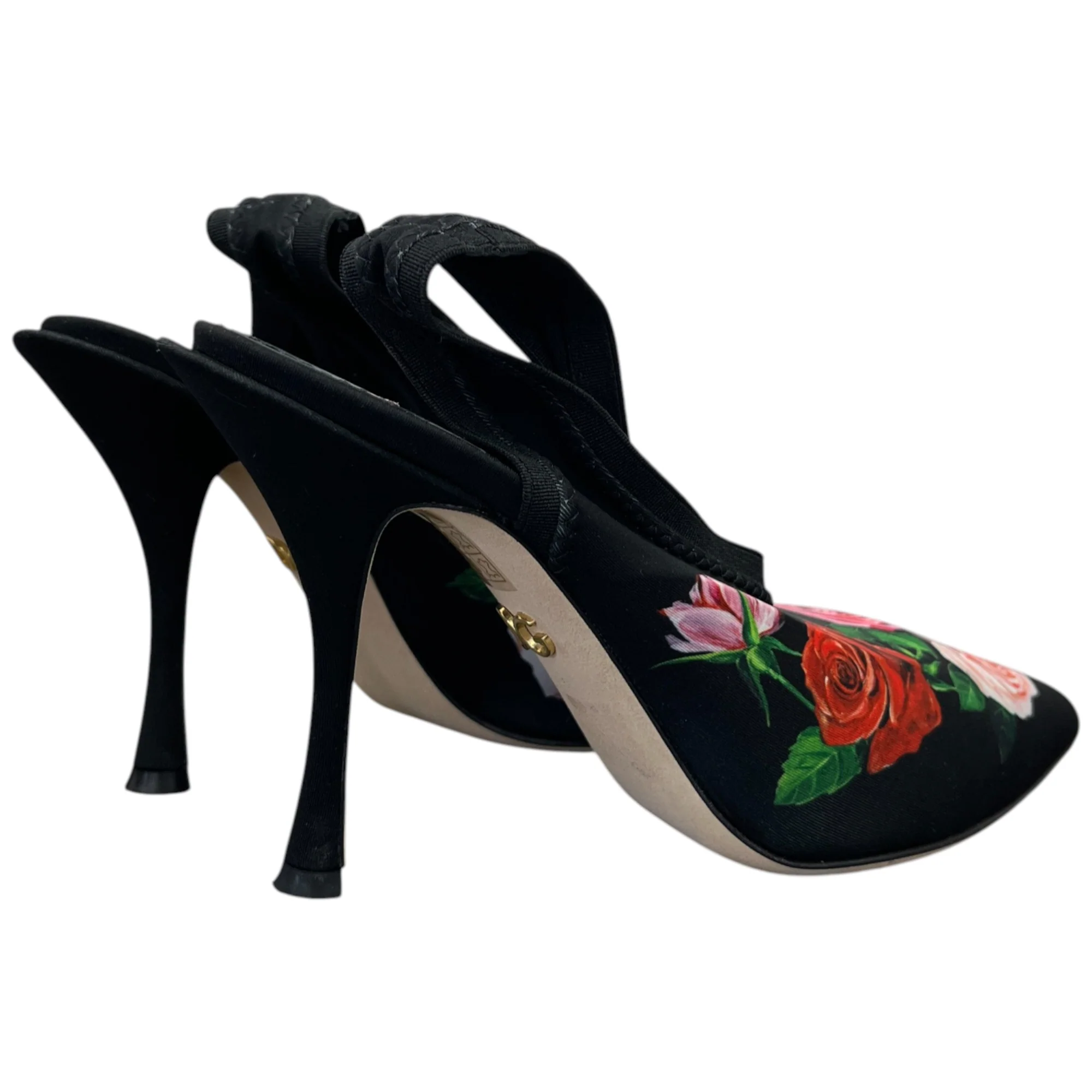 Women's Floral Slingback Heels Black Size EU 36 / UK 3 - Image 9