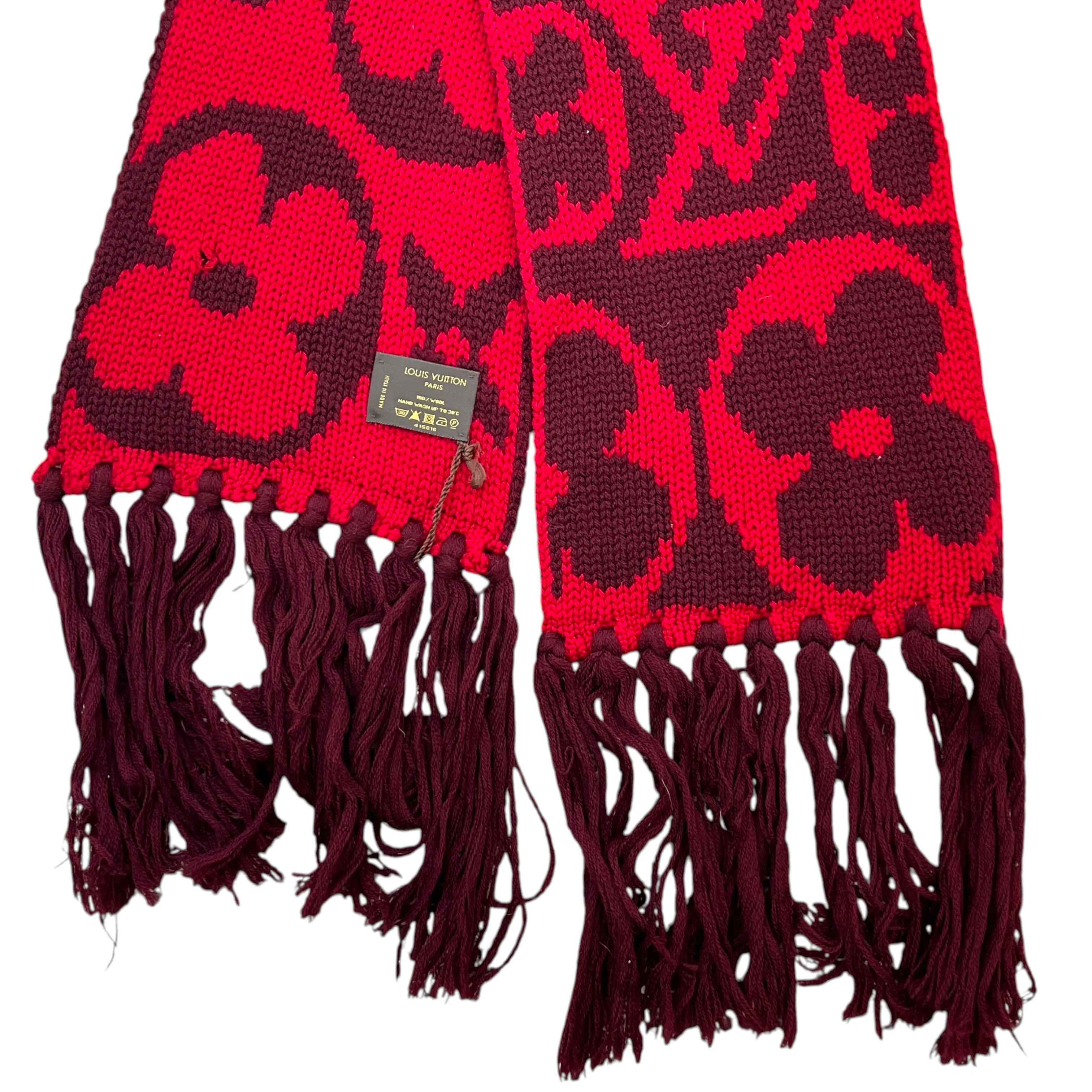 Women's Fringe Echarpe Grand Floor M72430 Scarf Red - Image 3