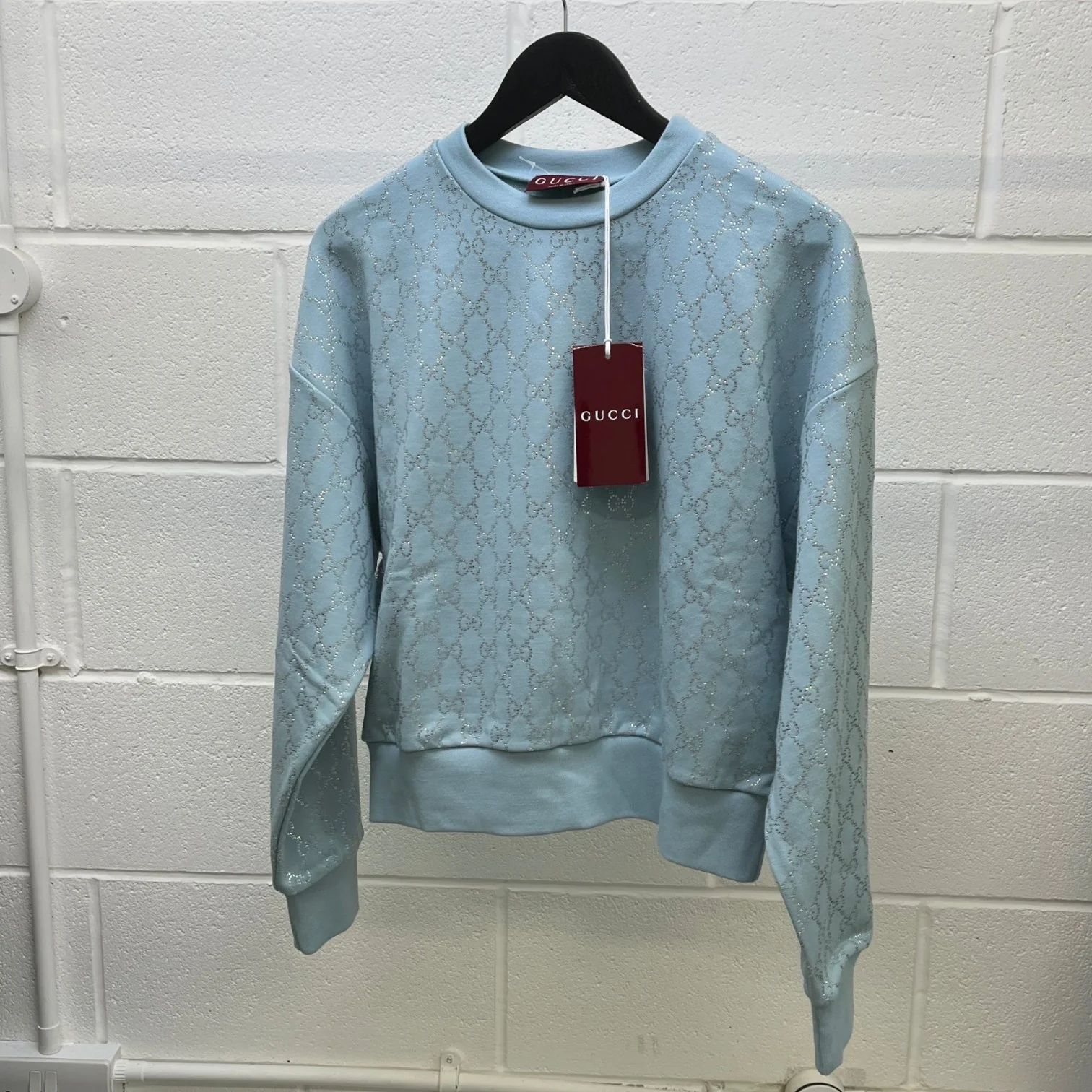 Women's Gg Crystals Sweatshirt Blue Size M - Image 10
