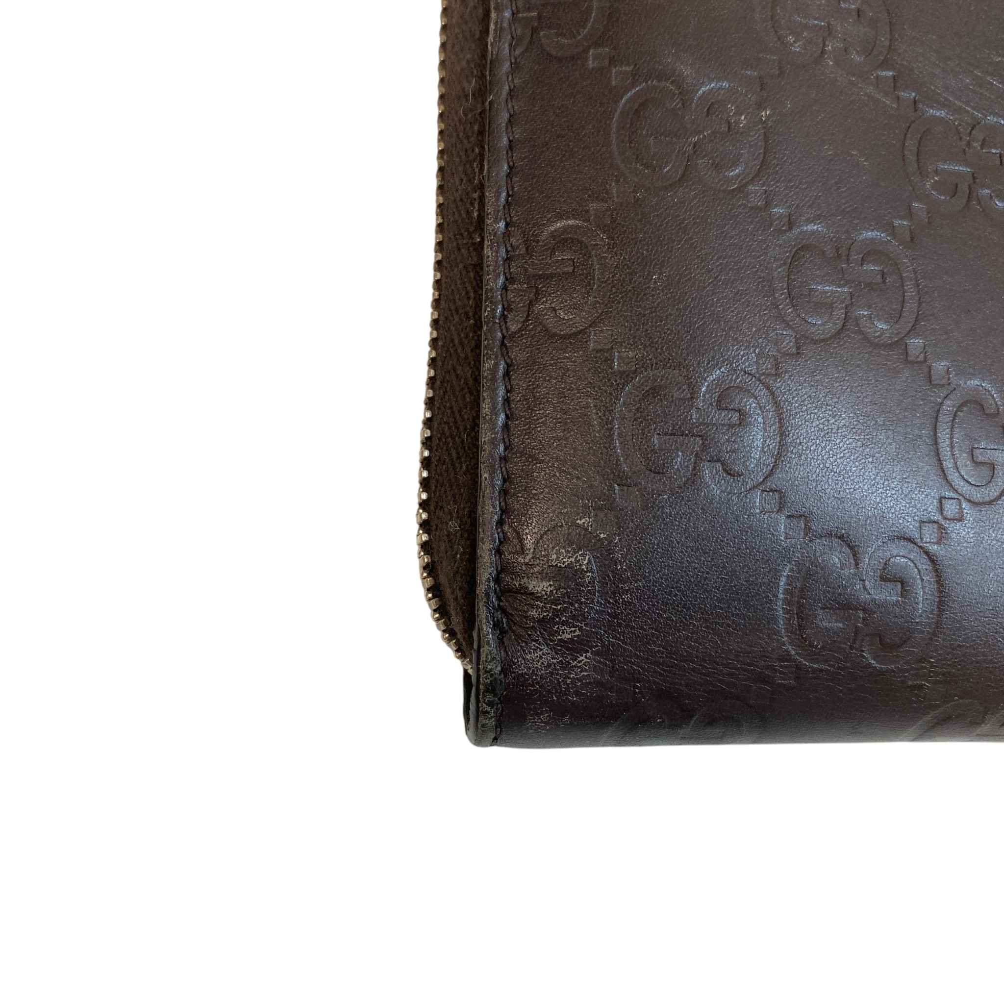 Women's Gg Emblem Zip Around Wallet Brown - Image 11