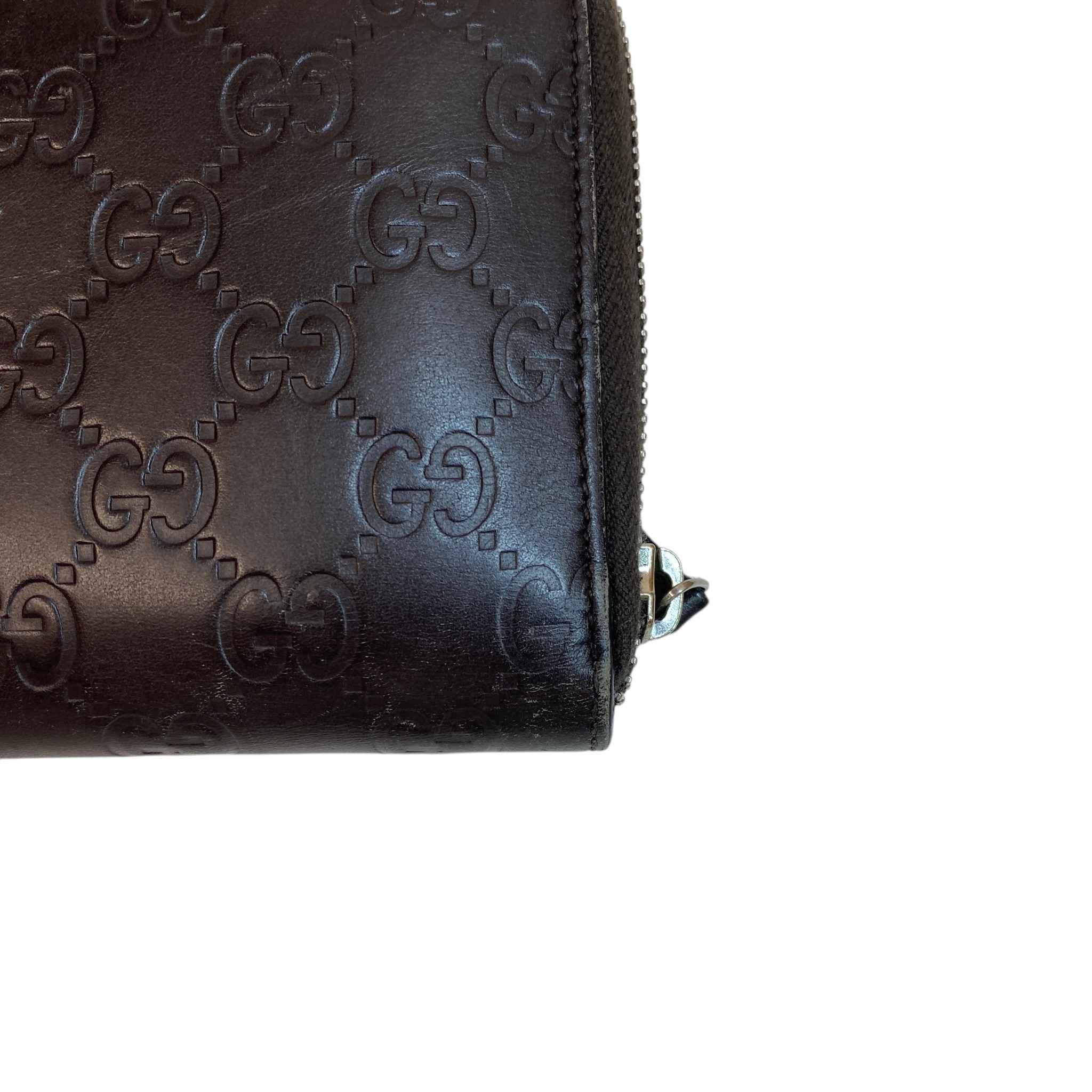 Women's Gg Emblem Zip Around Wallet Brown - Image 12