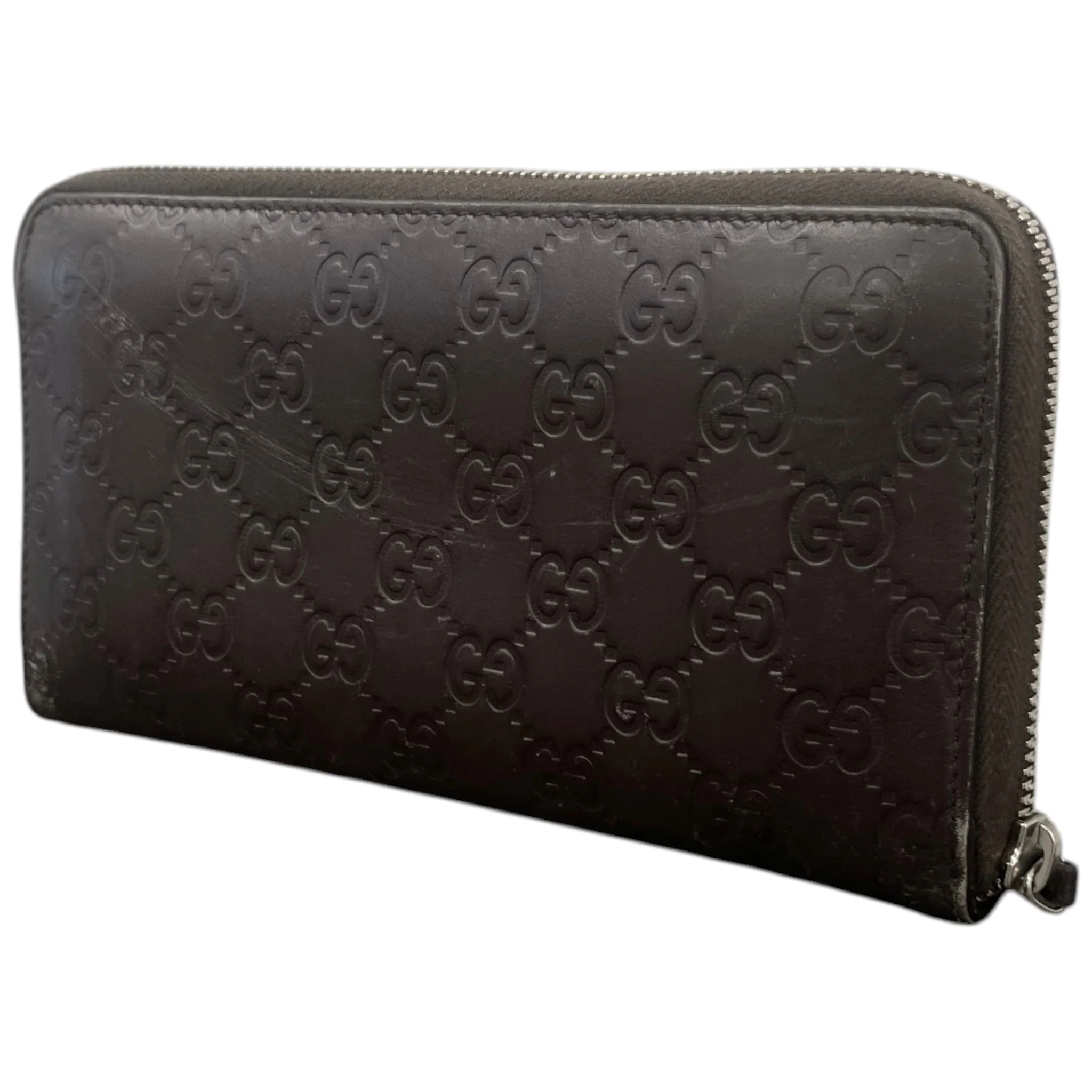 Women's Gg Emblem Zip Around Wallet Brown - Image 6