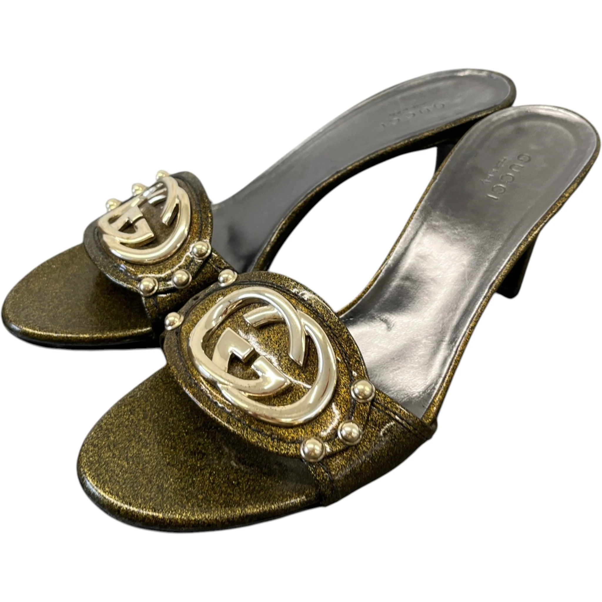 Women's Gg Glitter Mules Heels Gold Size EU 37 / UK 4 - Image 9
