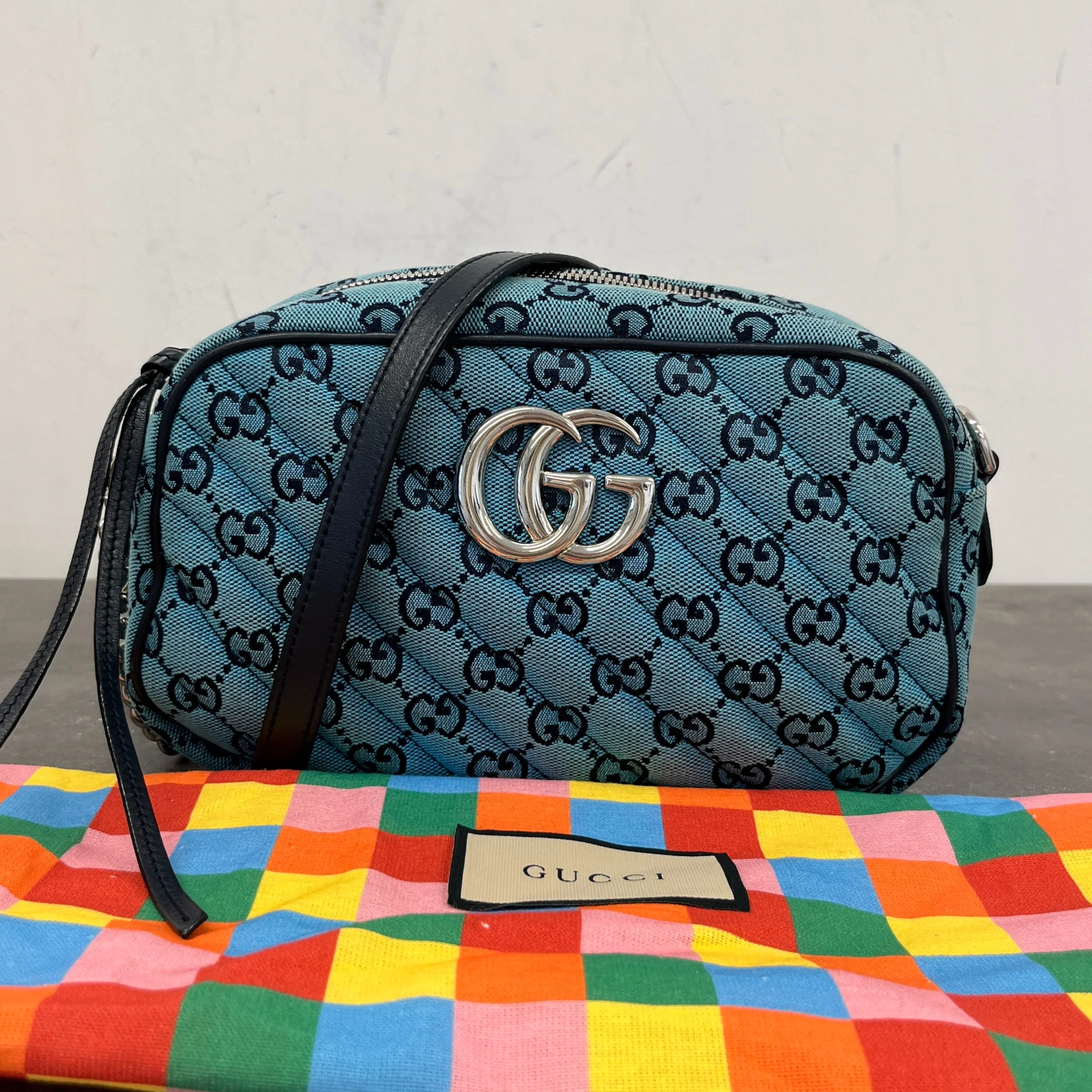 Women's Gg Marmont Camera Bag Blue - Image 13