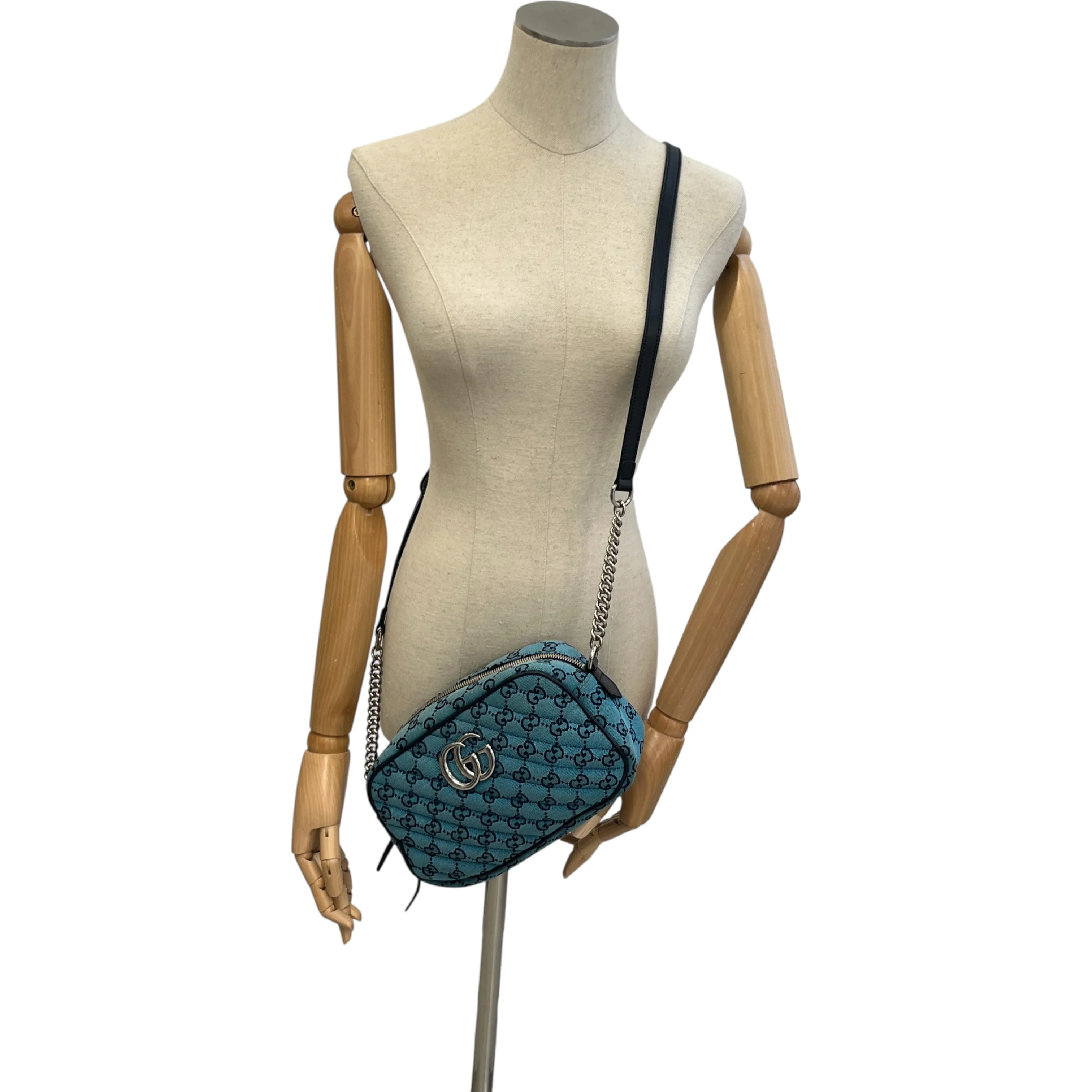 Women's Gg Marmont Camera Bag Blue - Image 2