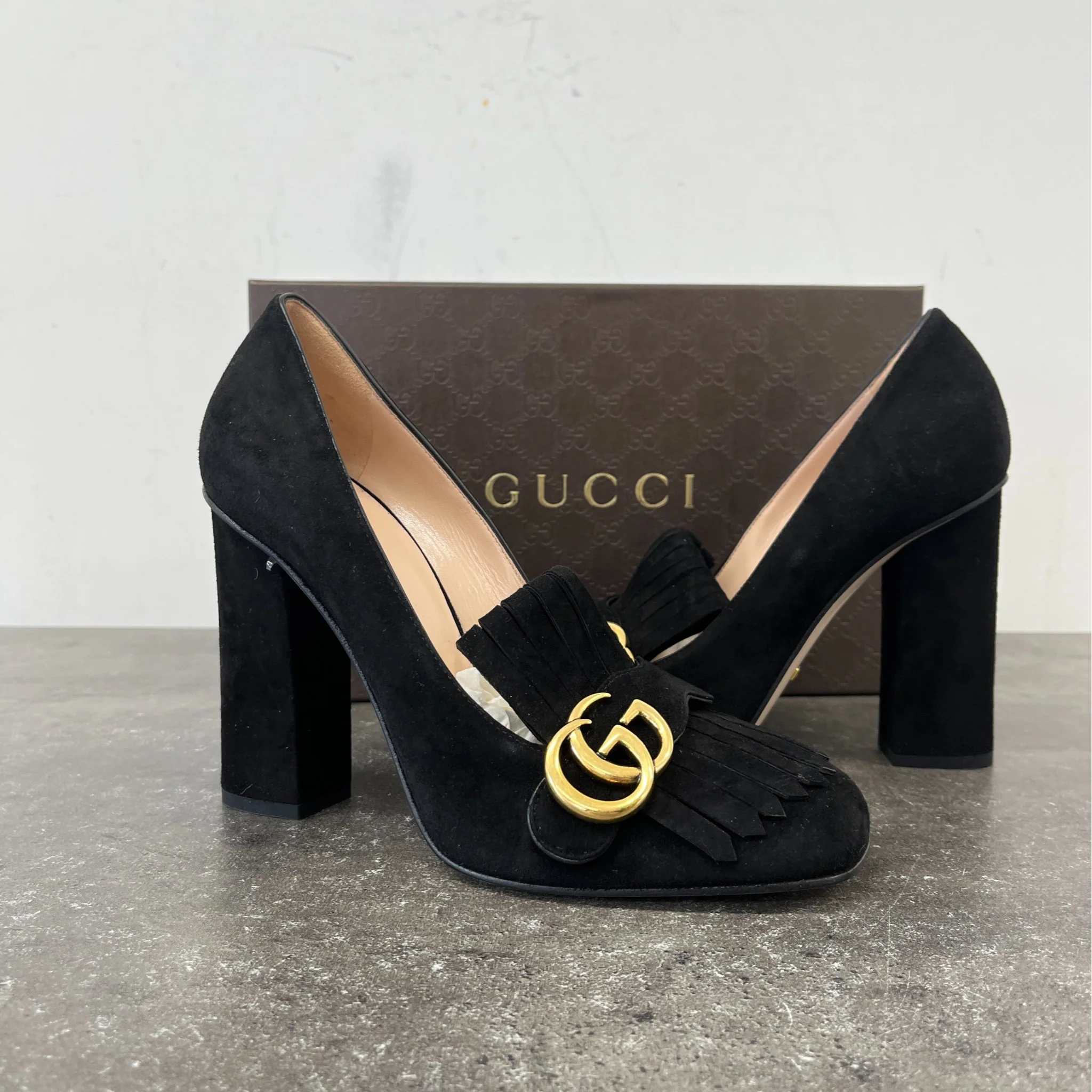 Women's Gg Marmont Fringed Heels Black Size EU 40 / UK 7 - Image 11