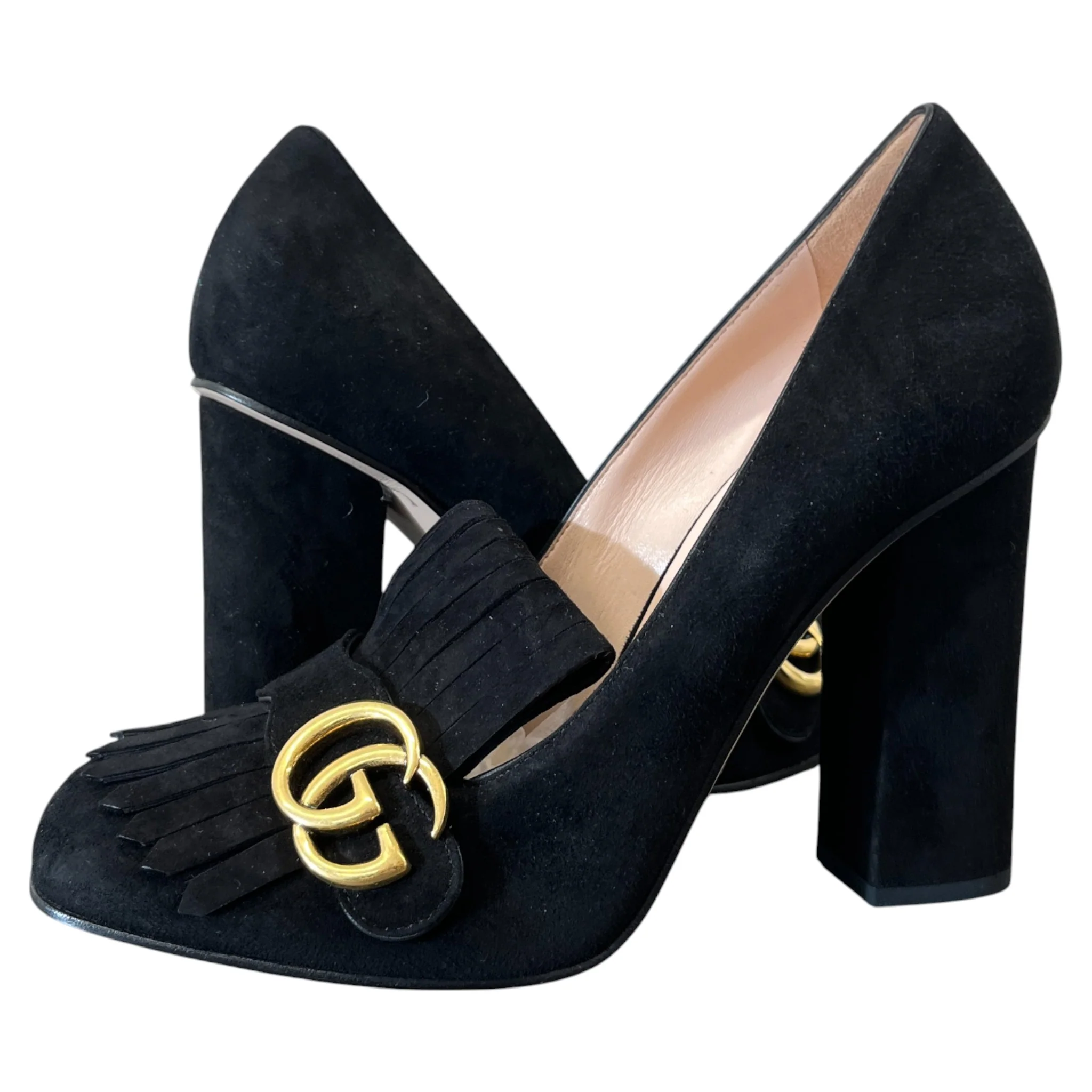 Women's Gg Marmont Fringed Heels Black Size EU 40 / UK 7 - Image 3