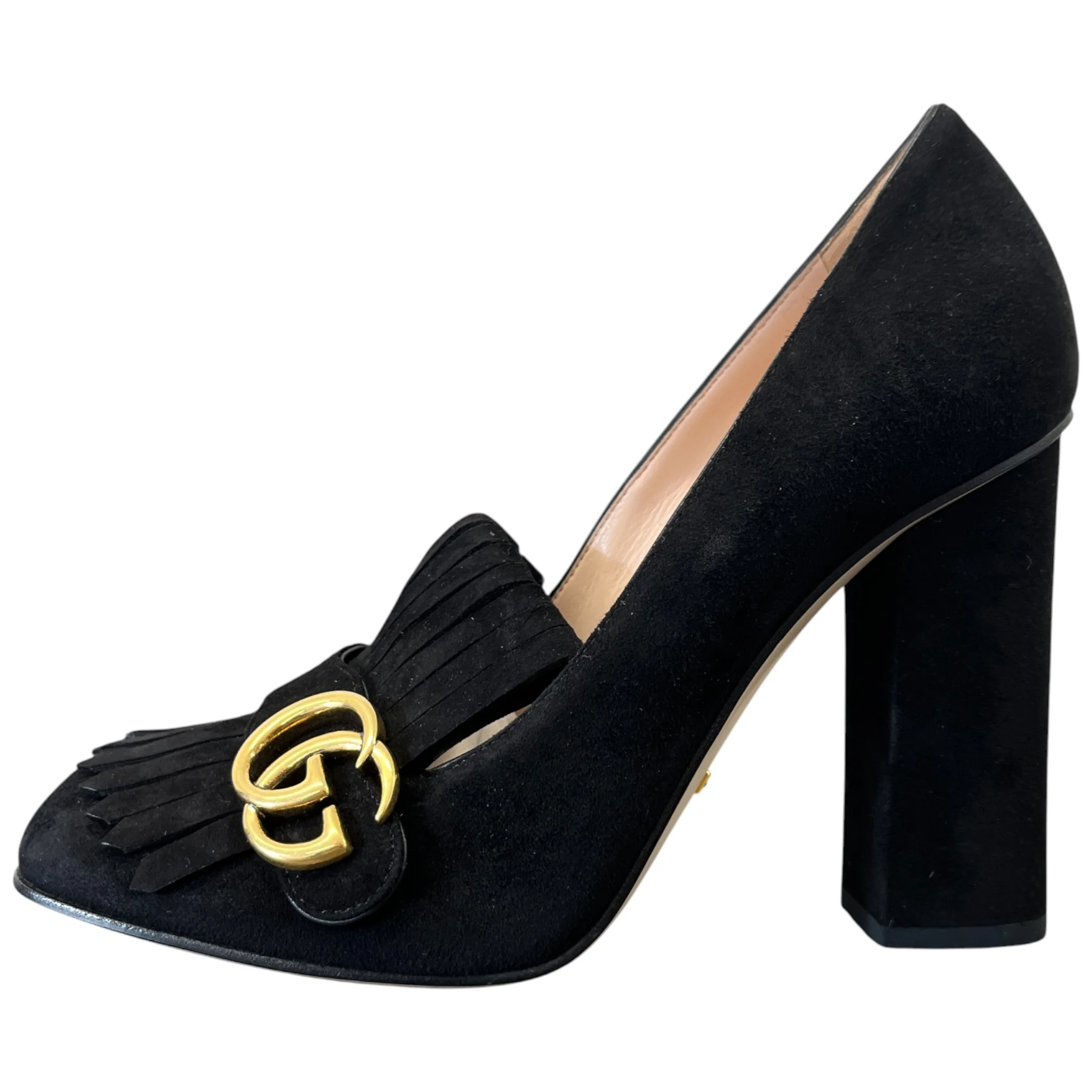 Women's Gg Marmont Fringed Heels Black Size EU 40 / UK 7 - Image 5
