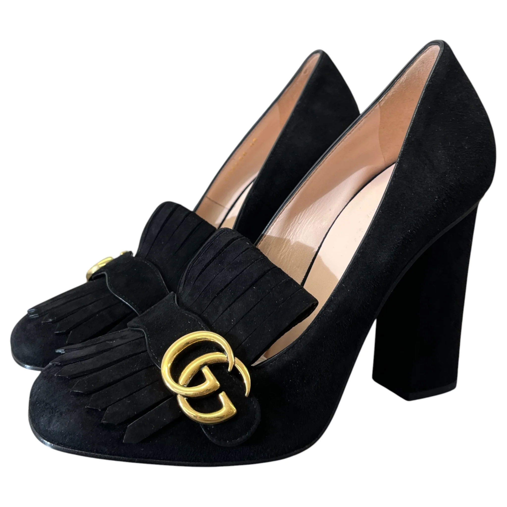 Women's Gg Marmont Fringed Heels Black Size EU 40 / UK 7 - Image 8