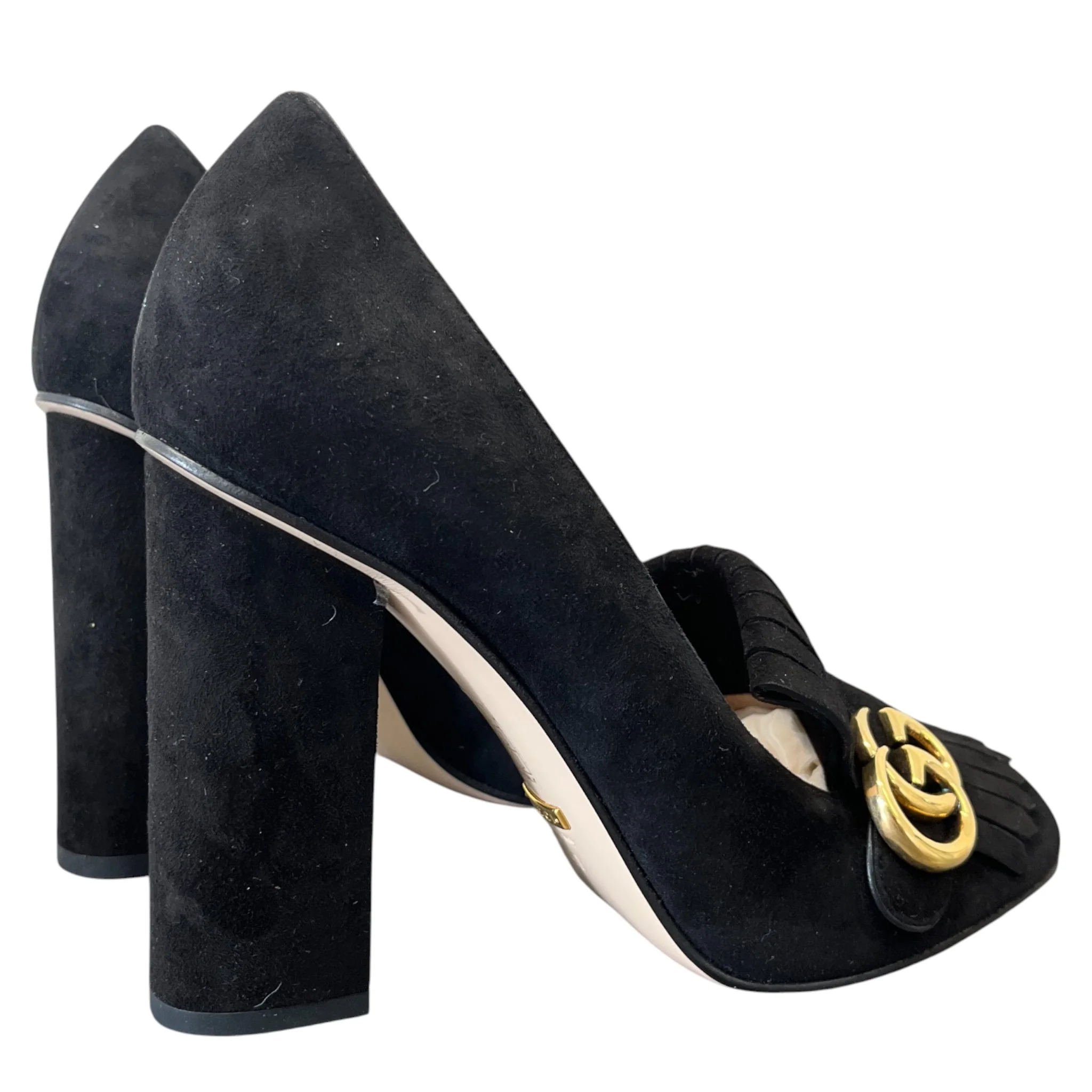 Women's Gg Marmont Fringed Heels Black Size EU 40 / UK 7 - Image 9