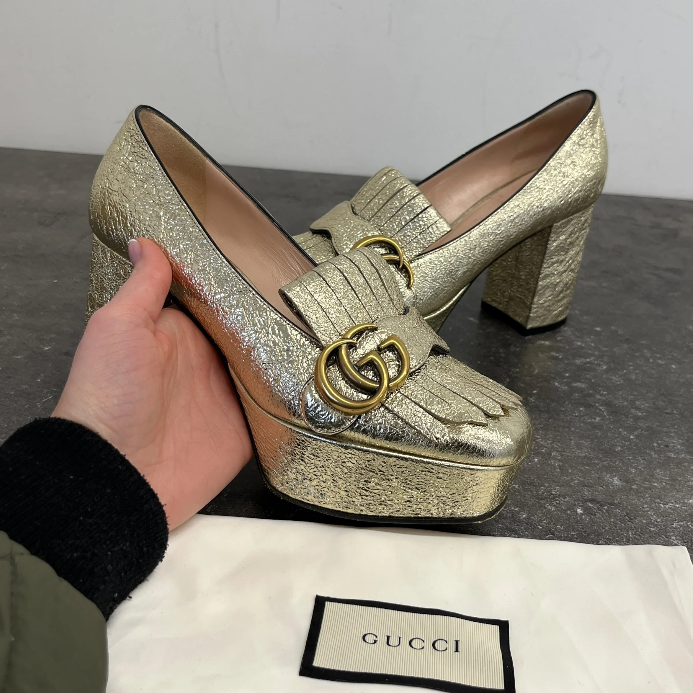 Women's Gg Marmont Heels Gold Size EU 35.5 / UK 2.5 - Image 11