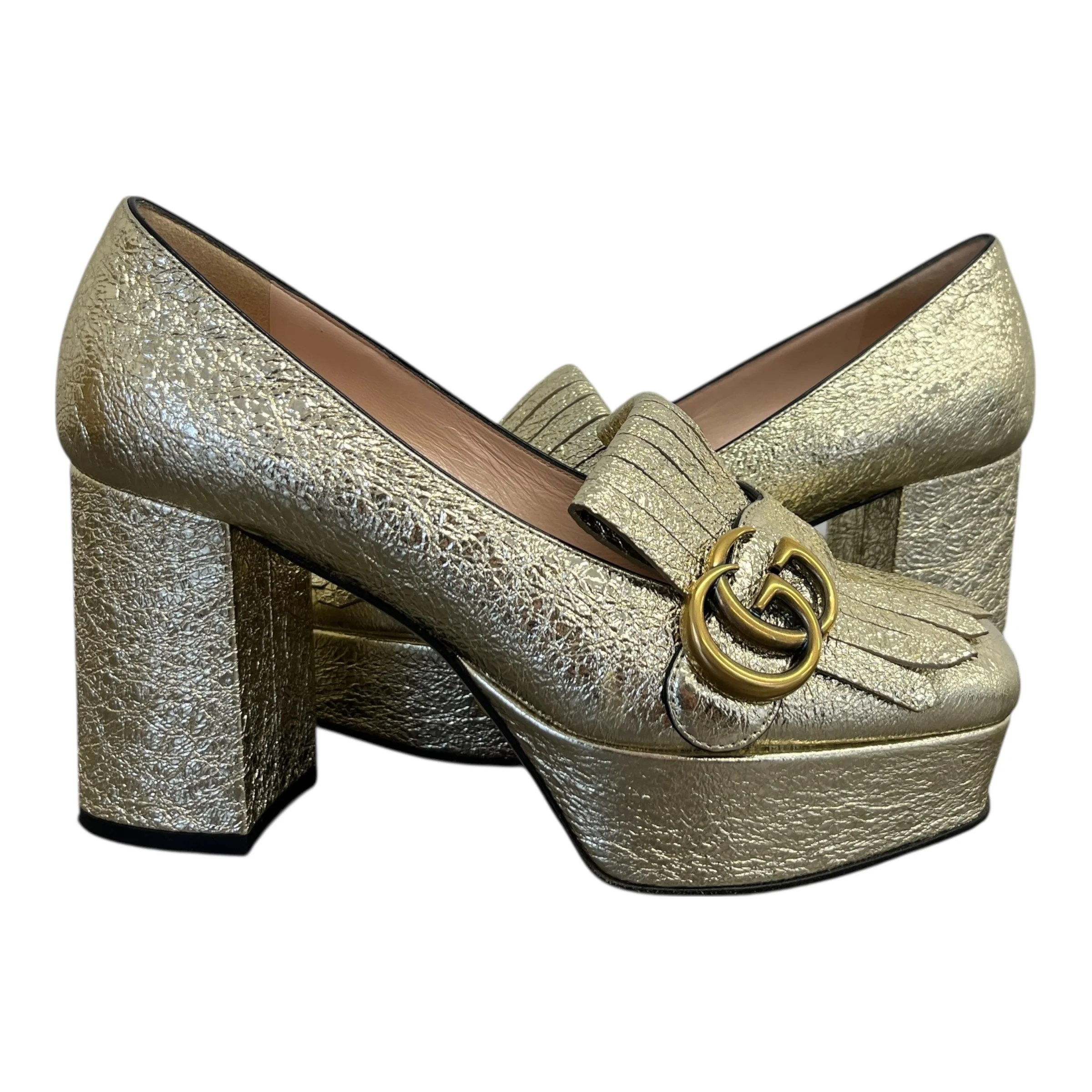 Women's Gg Marmont Heels Gold Size EU 35.5 / UK 2.5 - Image 3