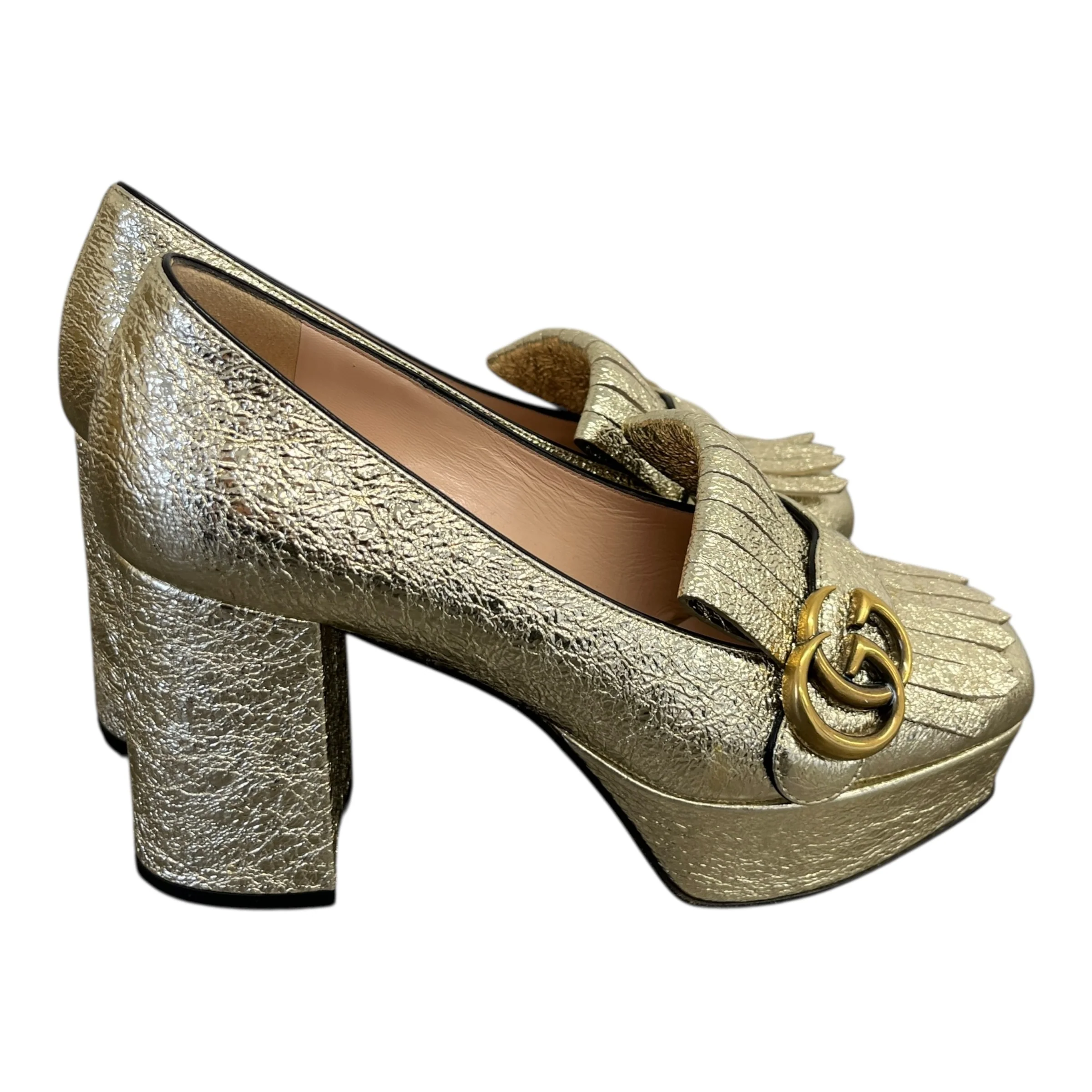 Women's Gg Marmont Heels Gold Size EU 35.5 / UK 2.5 - Image 8