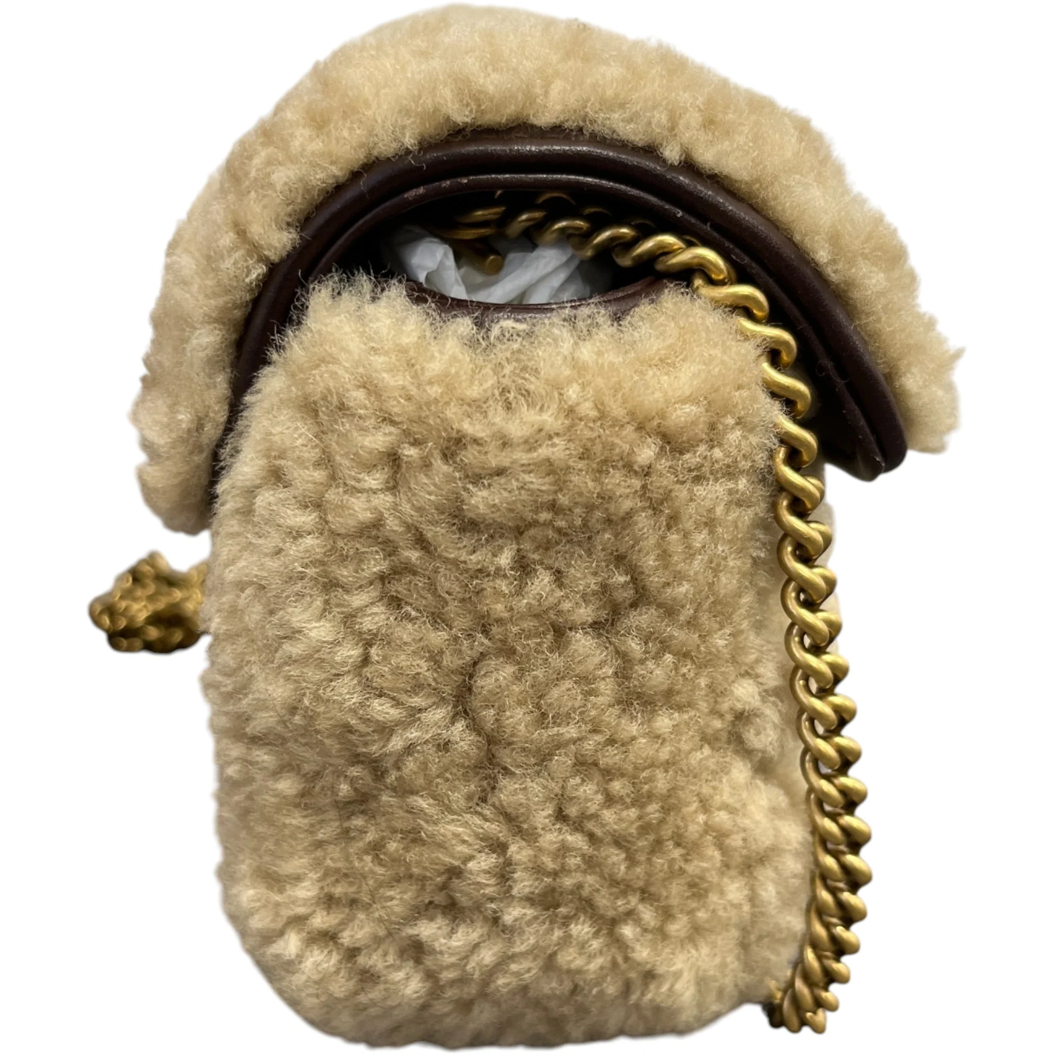 Women's Gg Marmont Mini Shearling Bag Beige - Image 6