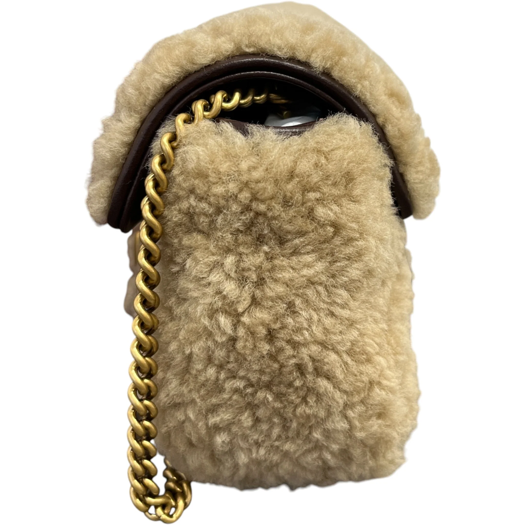Women's Gg Marmont Mini Shearling Bag Beige - Image 7