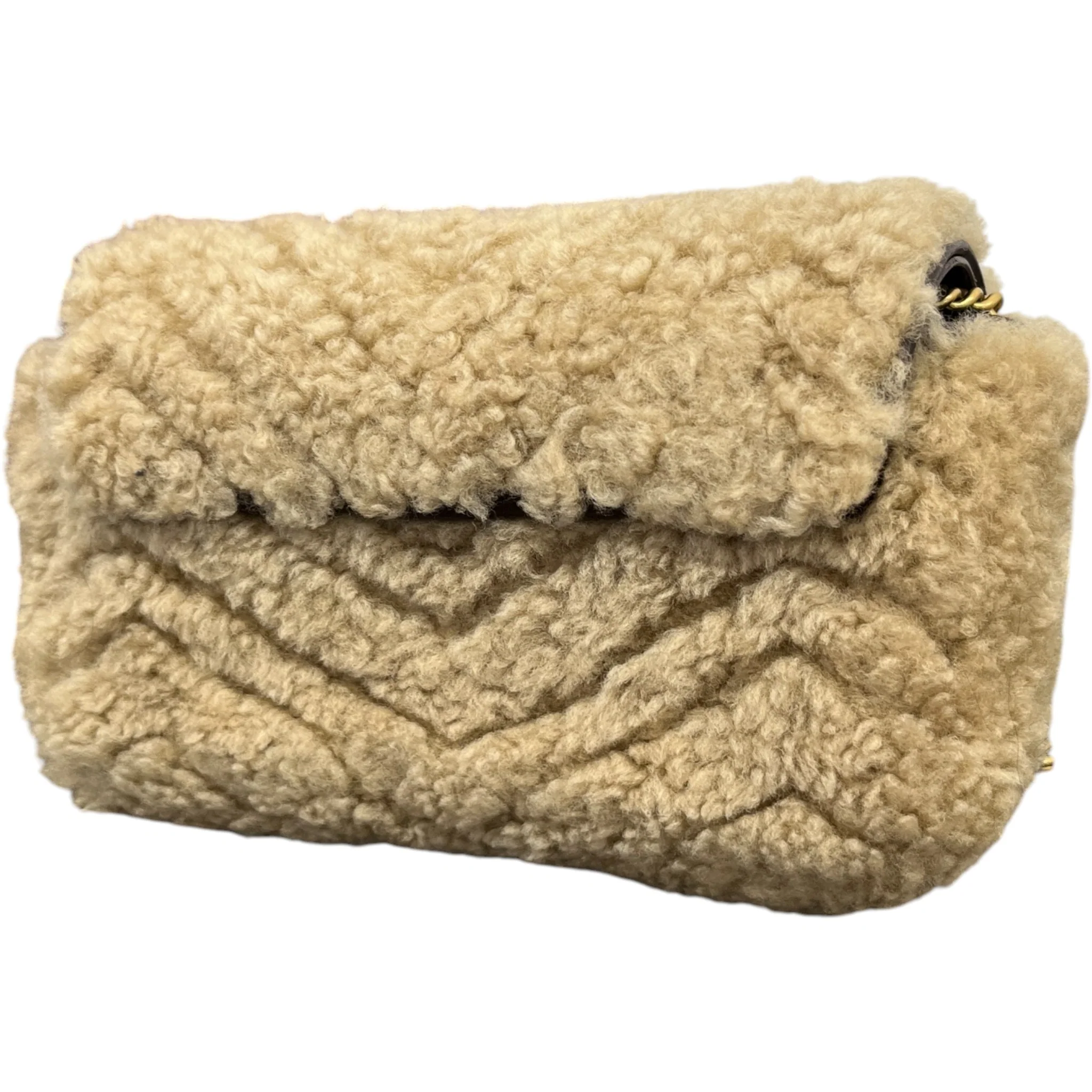 Women's Gg Marmont Mini Shearling Bag Beige - Image 8