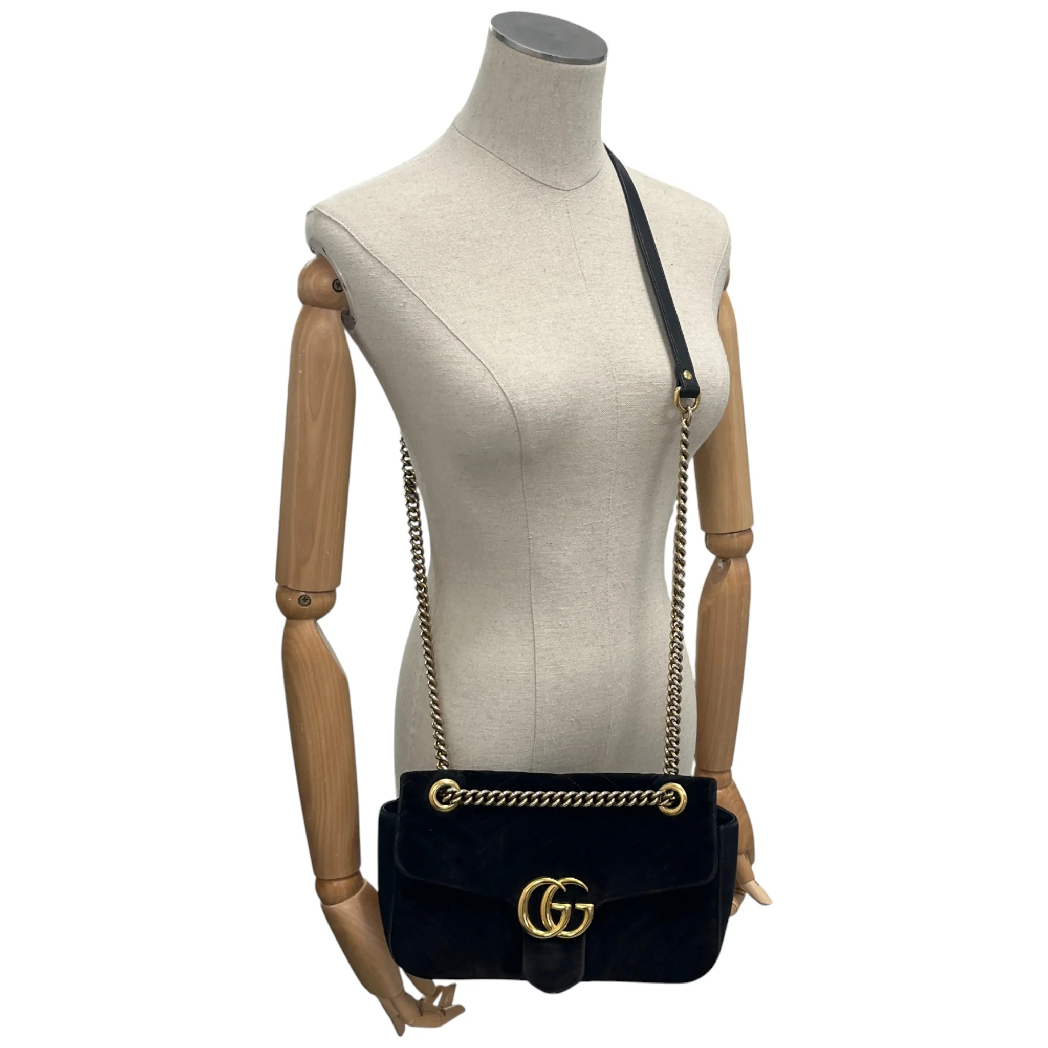 Women's Gg Marmont Small Velvet Bag Black - Image 2