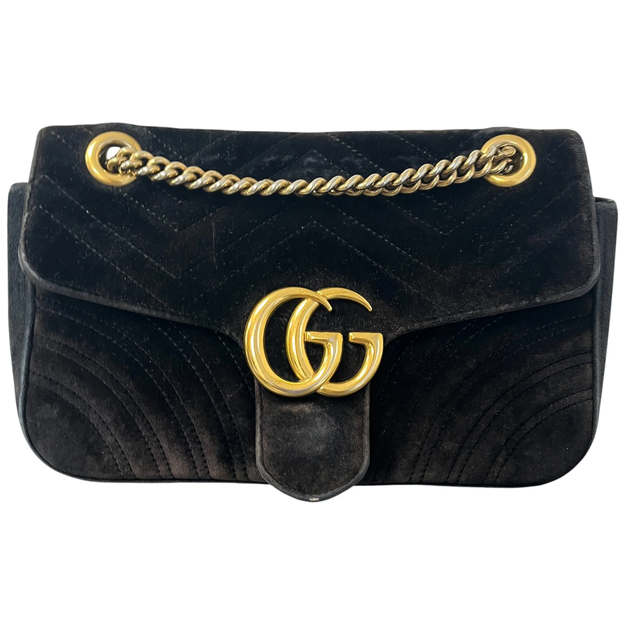 Women's Gg Marmont Small Velvet Bag Black - Image 3