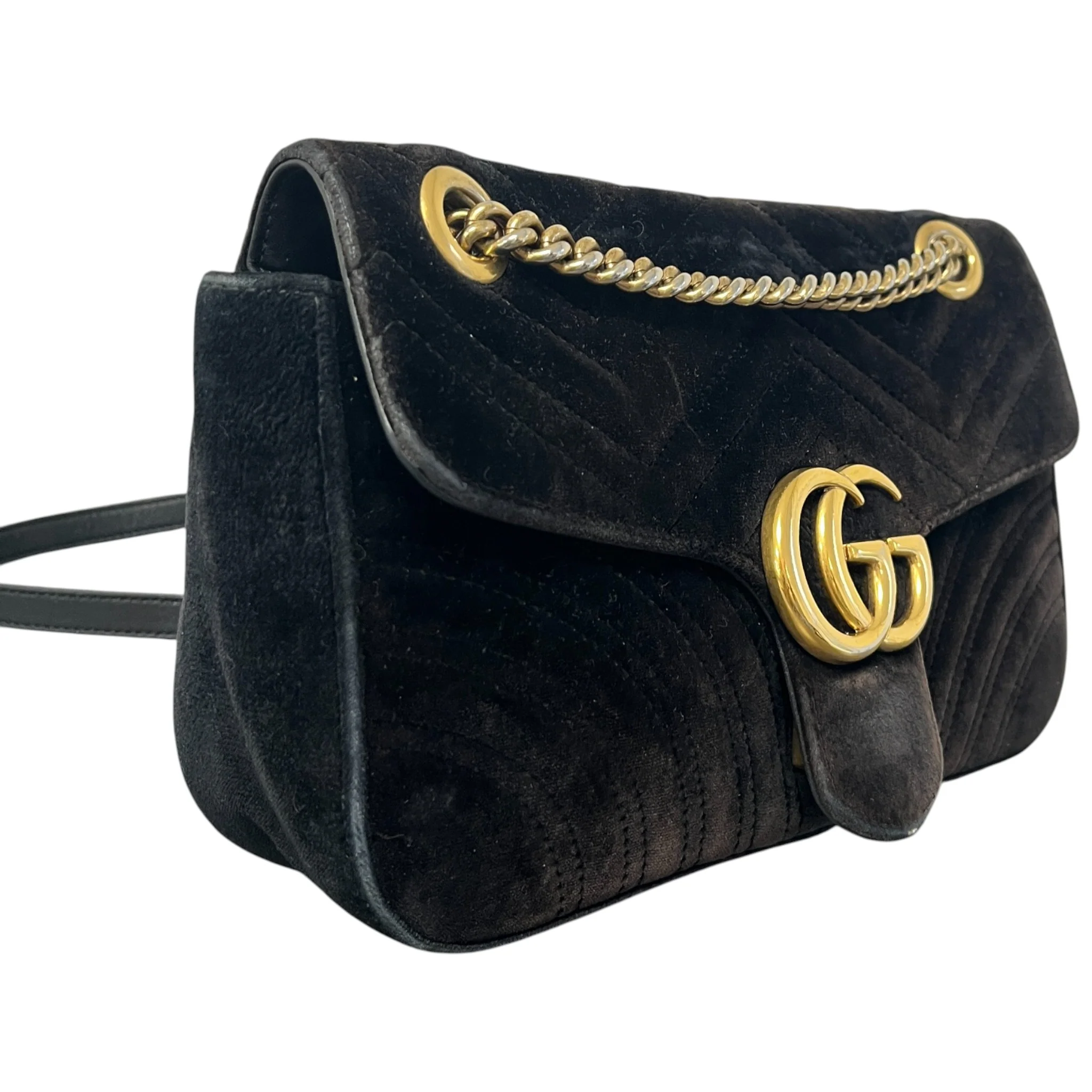 Women's Gg Marmont Small Velvet Bag Black - Image 4
