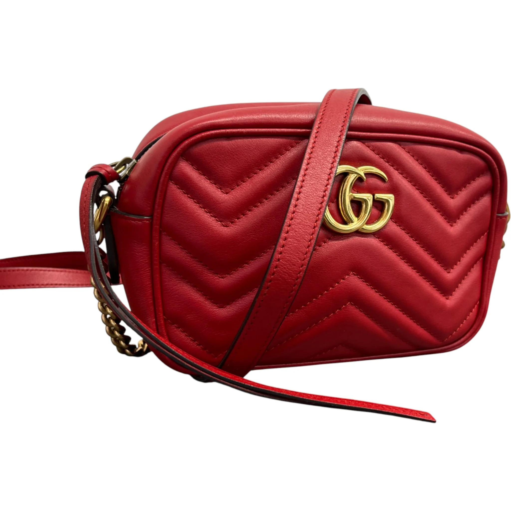 Women's Gg Mini Marmont Camera Bag Red - Image 4
