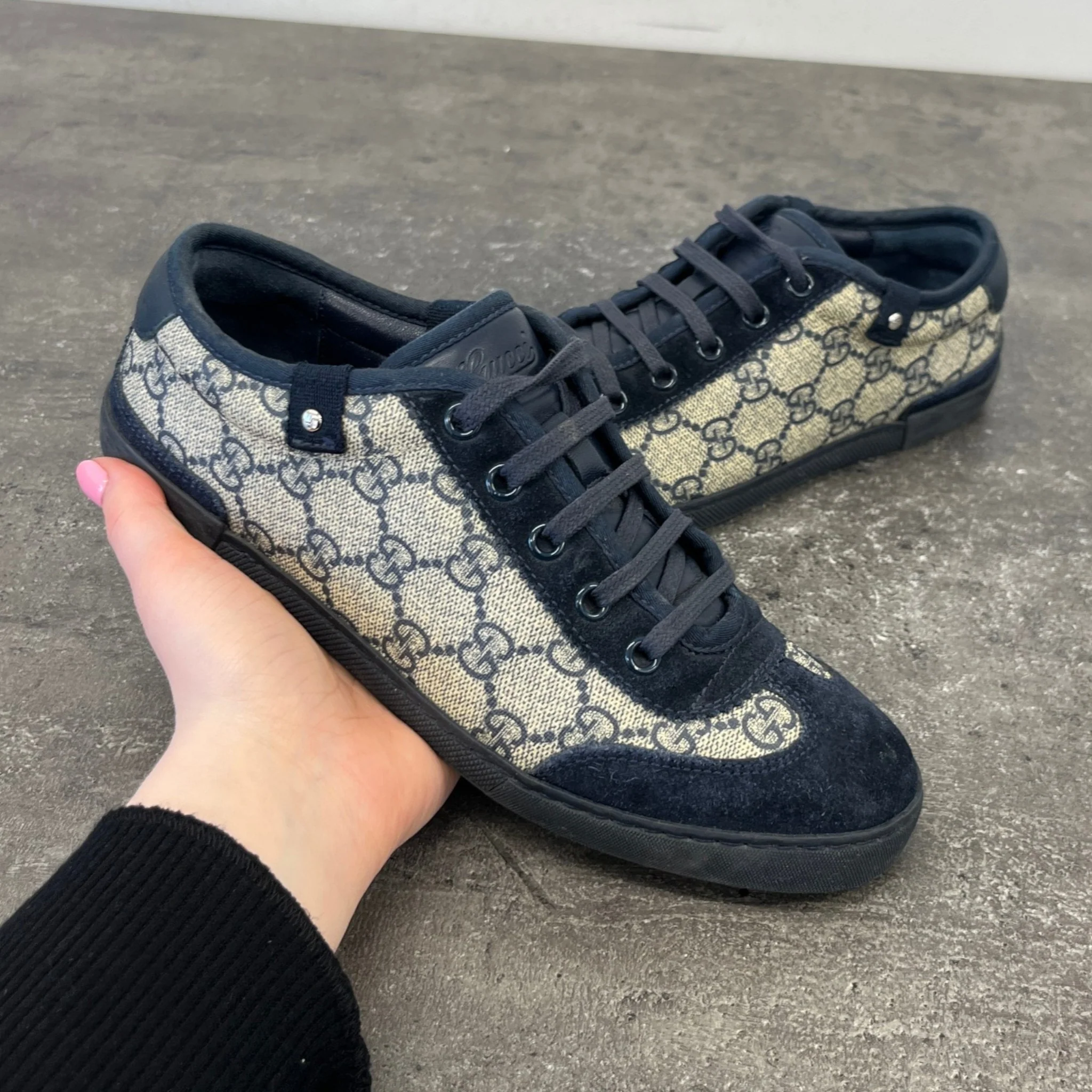 Women's Gg Supreme Canvas Low Trainers Navy Size EU 35.5 / UK 2.5 - Image 13