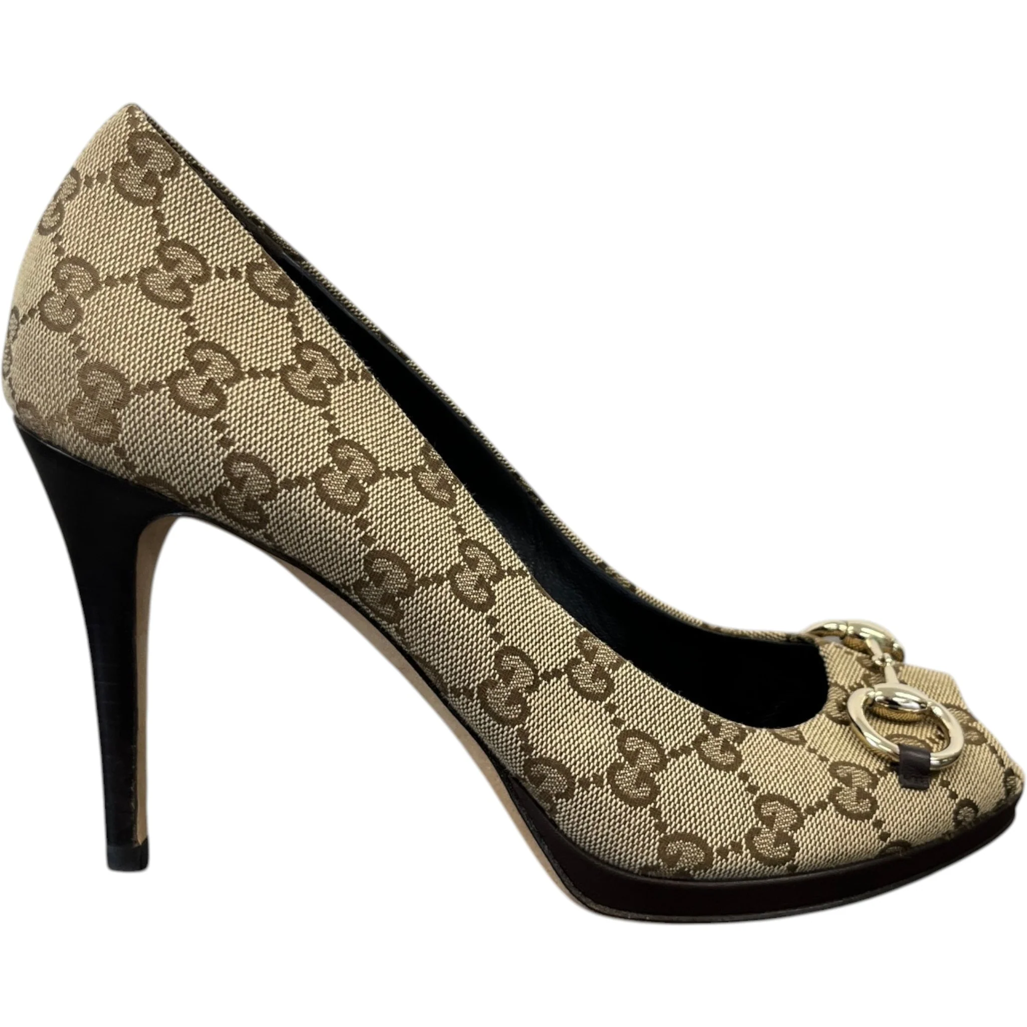 Women's Gg Supreme Horsebit Heels Beige Size EU 40 / UK 7