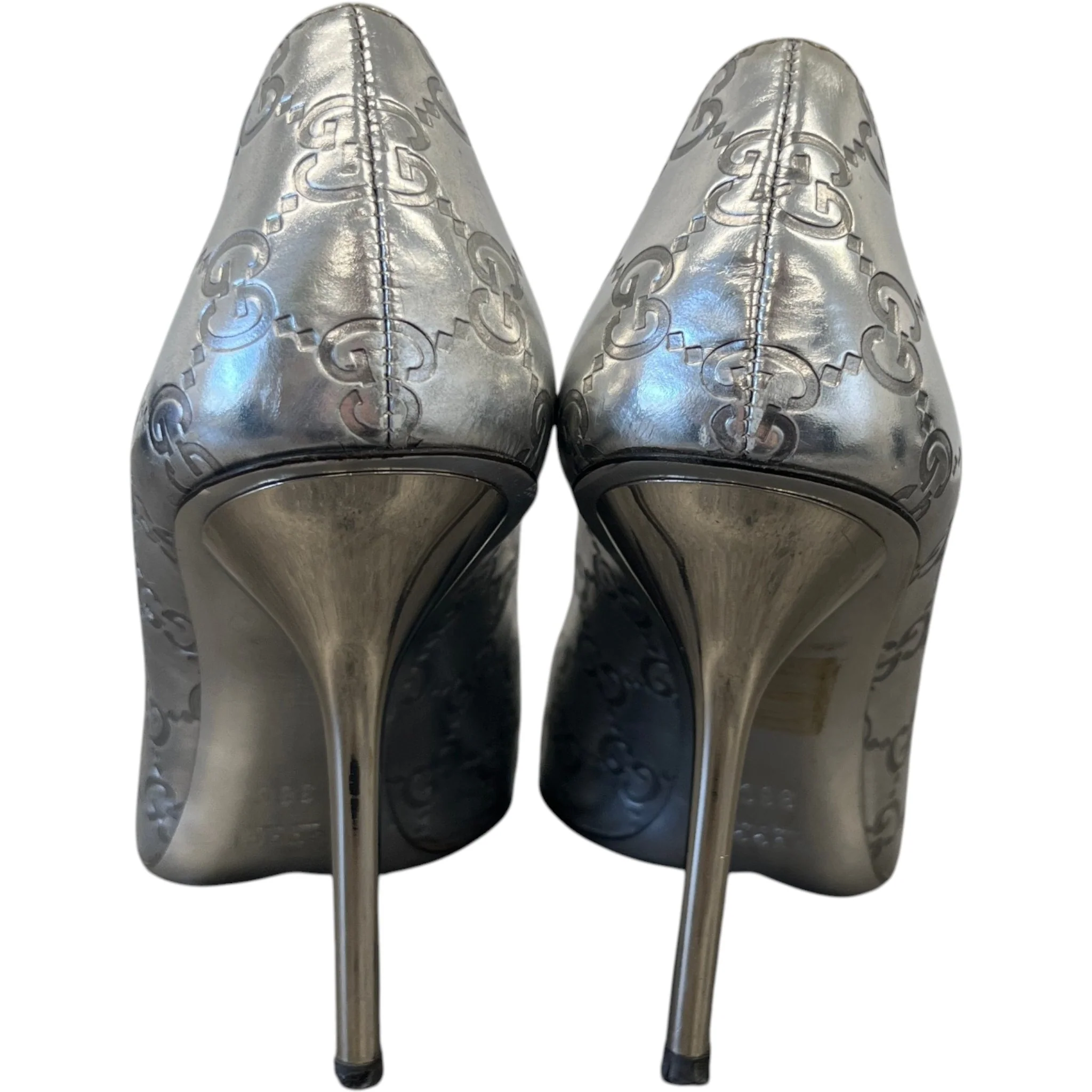 Women's Gg Supreme Horsebit Heels Silver Size EU 38 / UK 5 - Image 7
