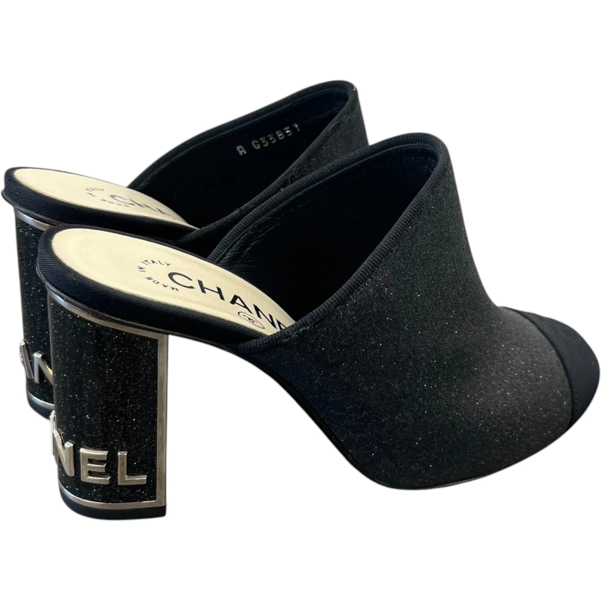 Women's Glitter Cap-Toe Heels Black Size EU 36.5 / UK 3.5 - Image 8
