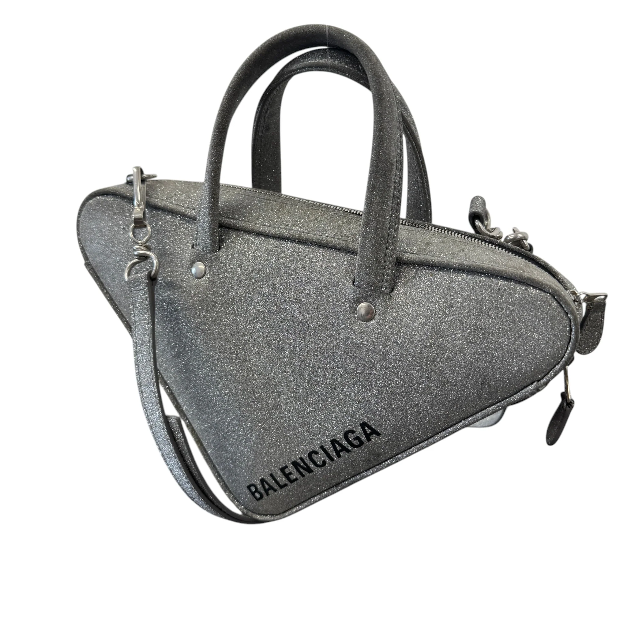Women's Glitter Triangle Duffle Xs Bag Silver - Image 3