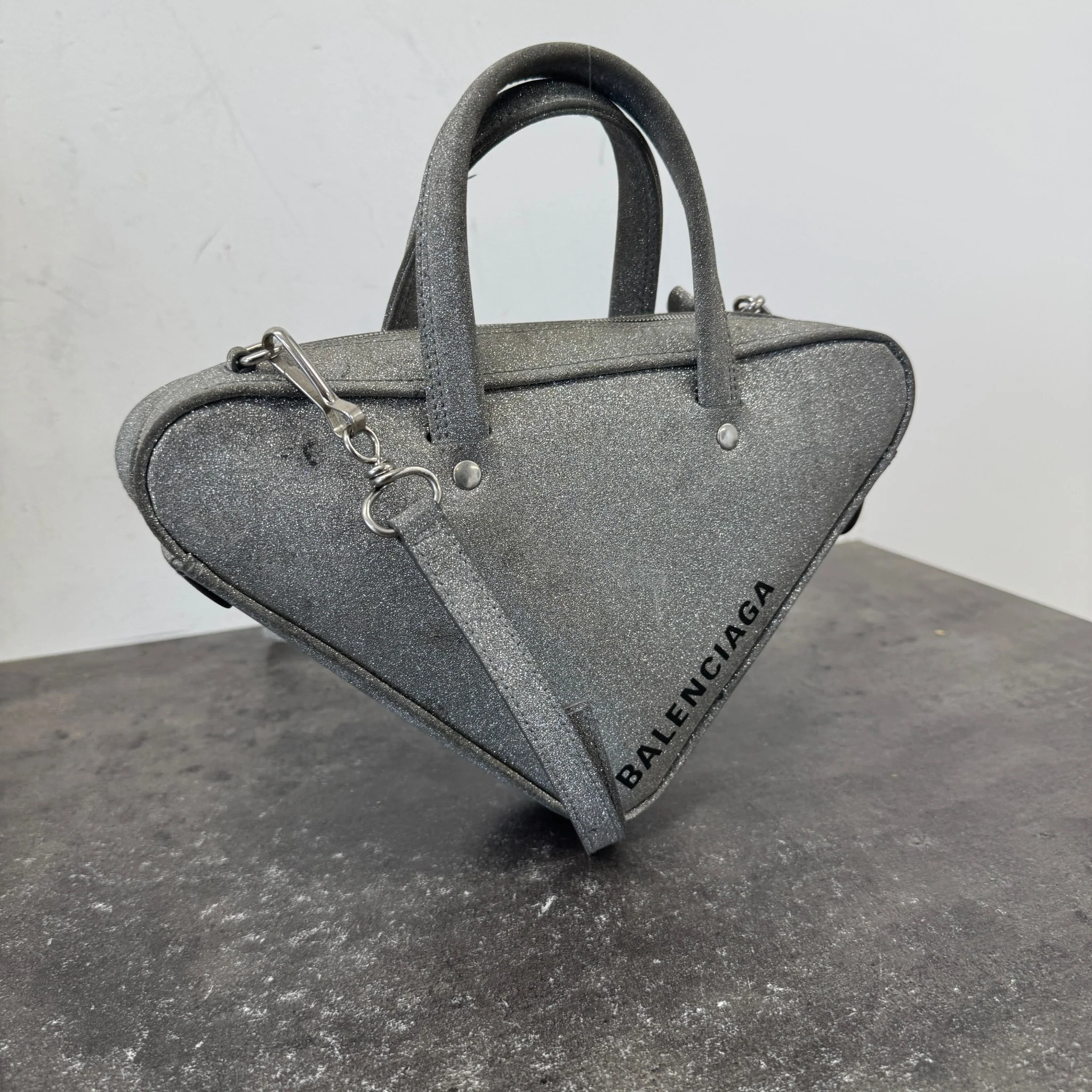 Women's Glitter Triangle Duffle Xs Bag Silver - Image 9