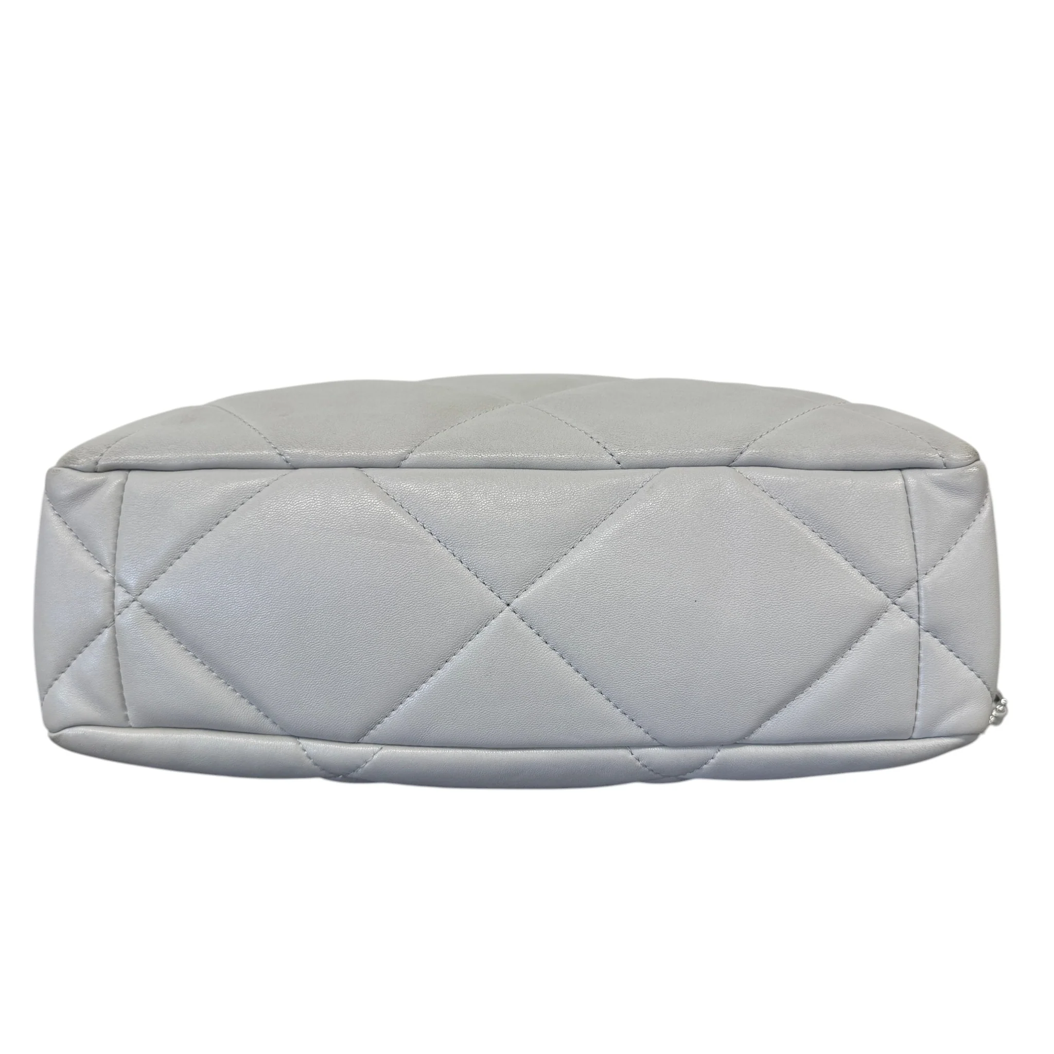 Women's Goatskin Quilted Medium 19 Flap Bag Grey - Image 9