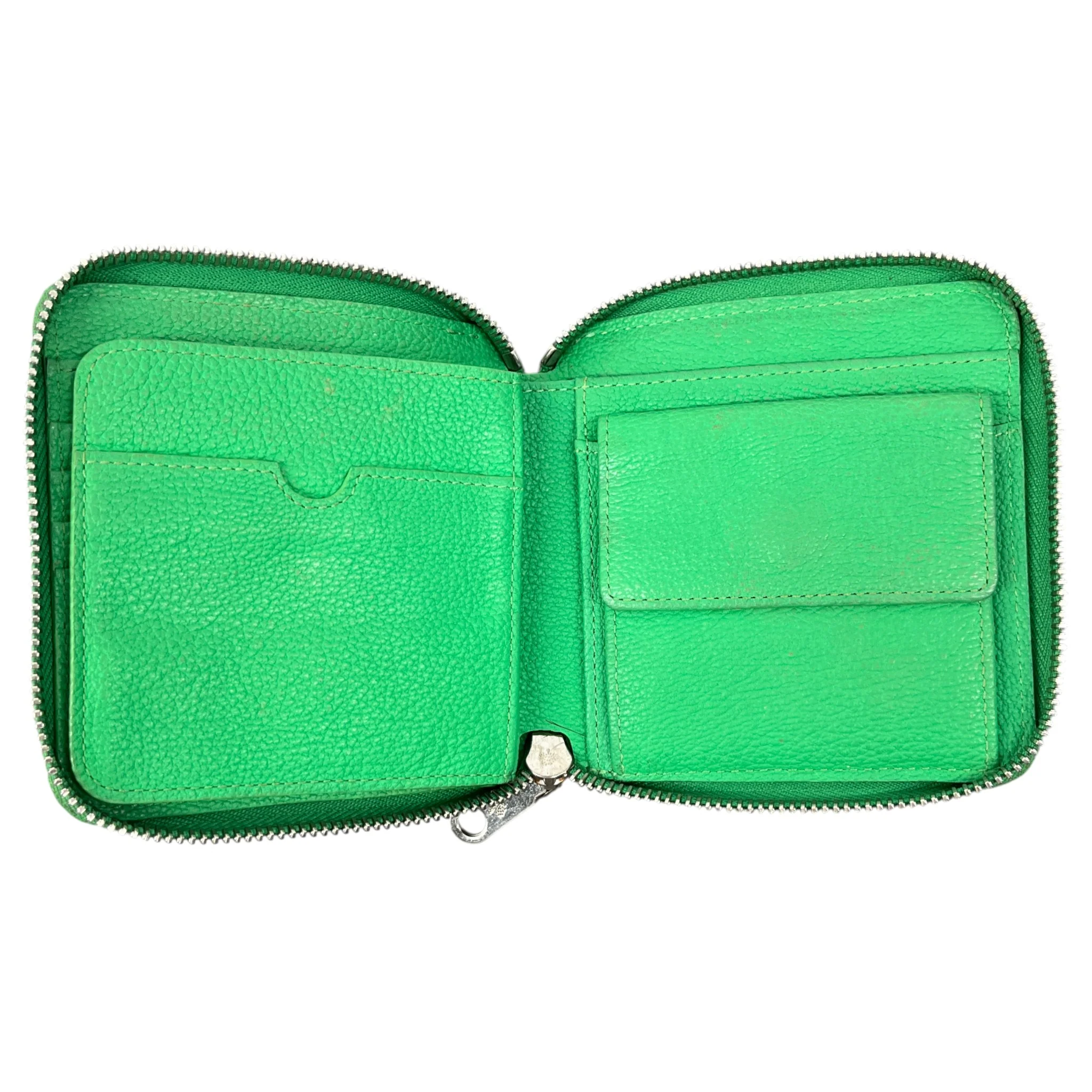 Women's Grained Leather Wallet Green - Image 5
