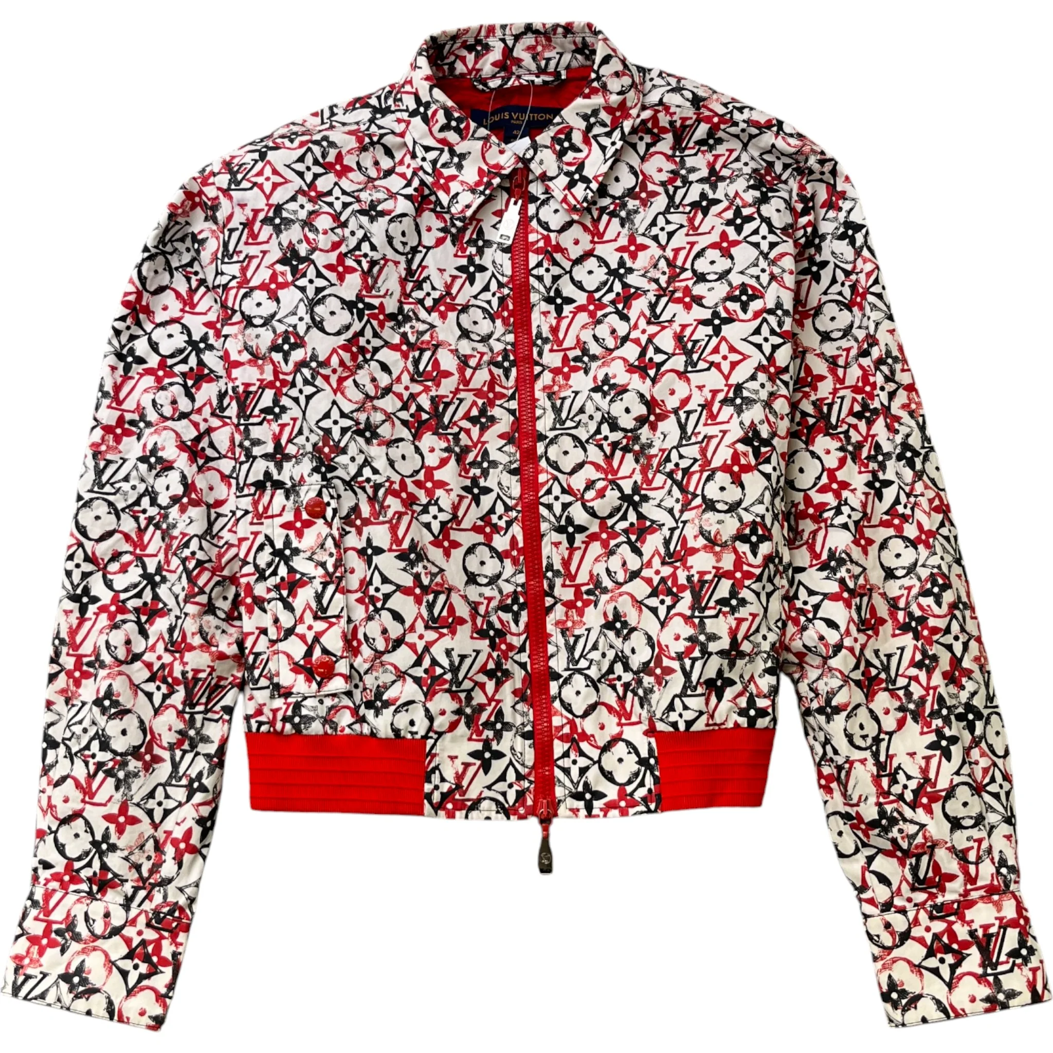 Women's Graphic Monogram Zip Up Bomber Jacket Red Size IT 42 / UK 10