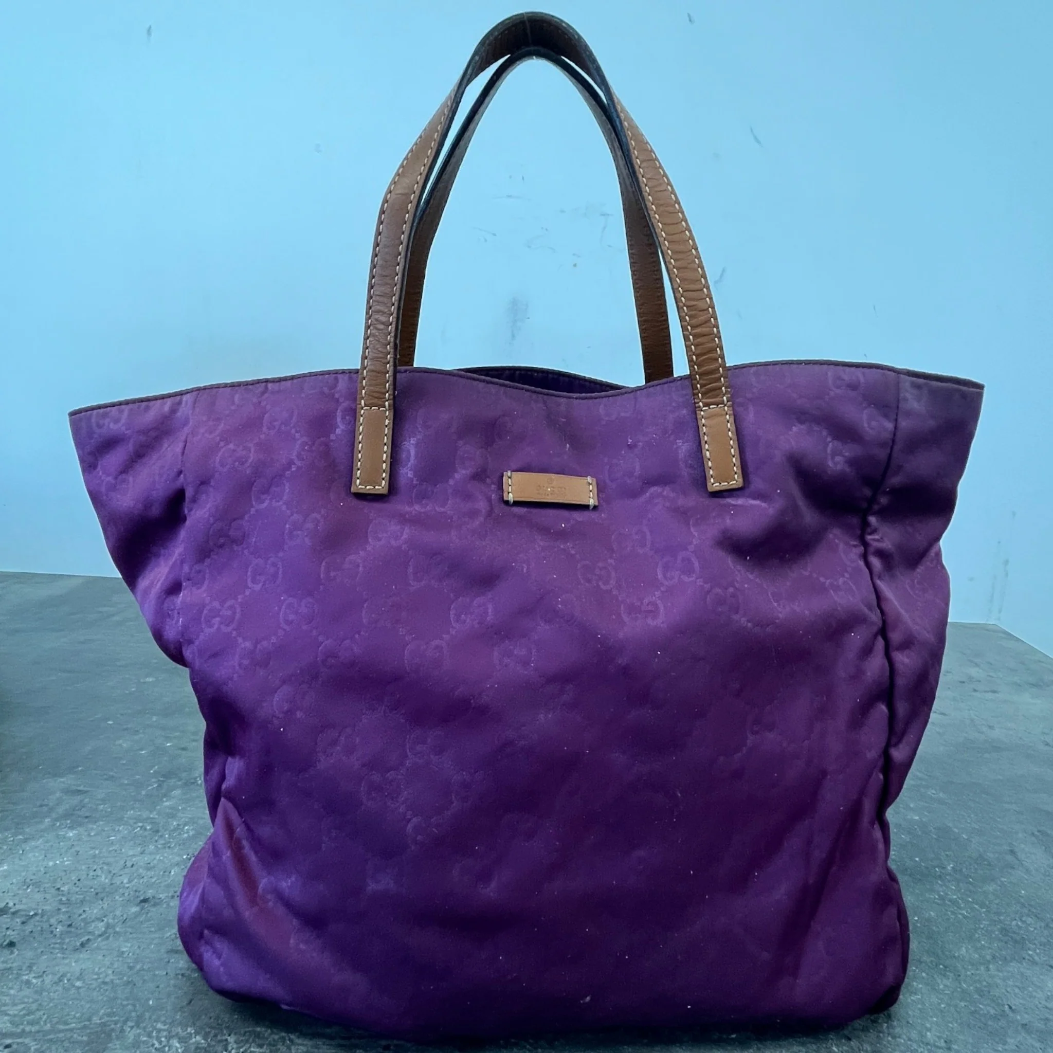 Women's Guccissima Shopper Tote Bag Purple - Image 12