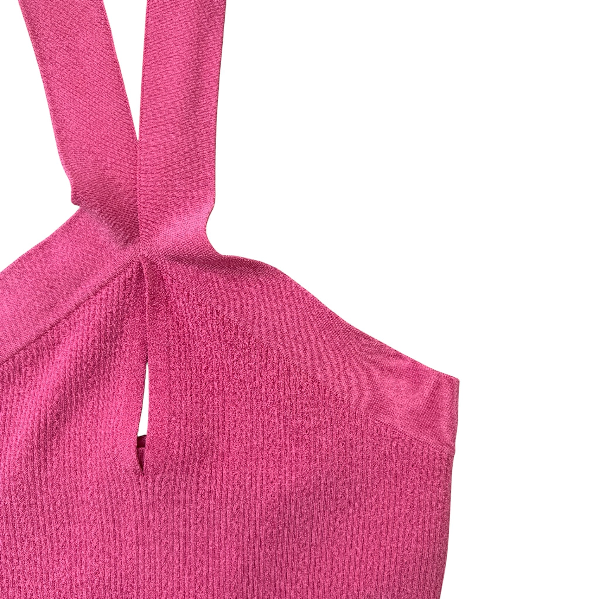 Women's Halterneck Knitted Cropped Top Pink Size S - Image 3