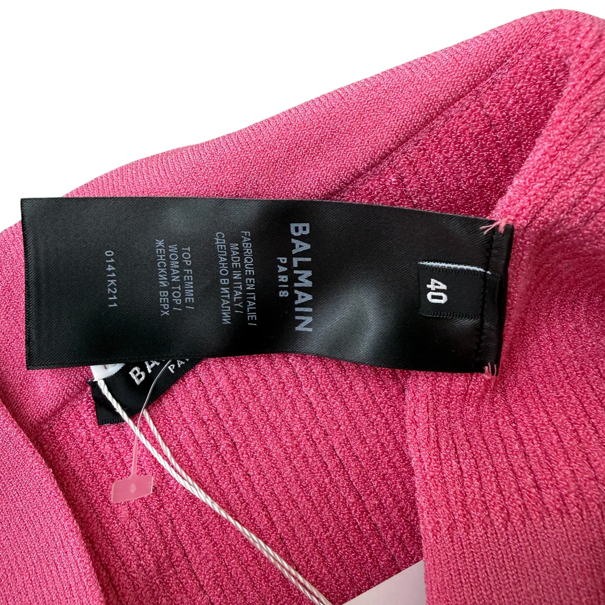 Women's Halterneck Knitted Cropped Top Pink Size S - Image 7