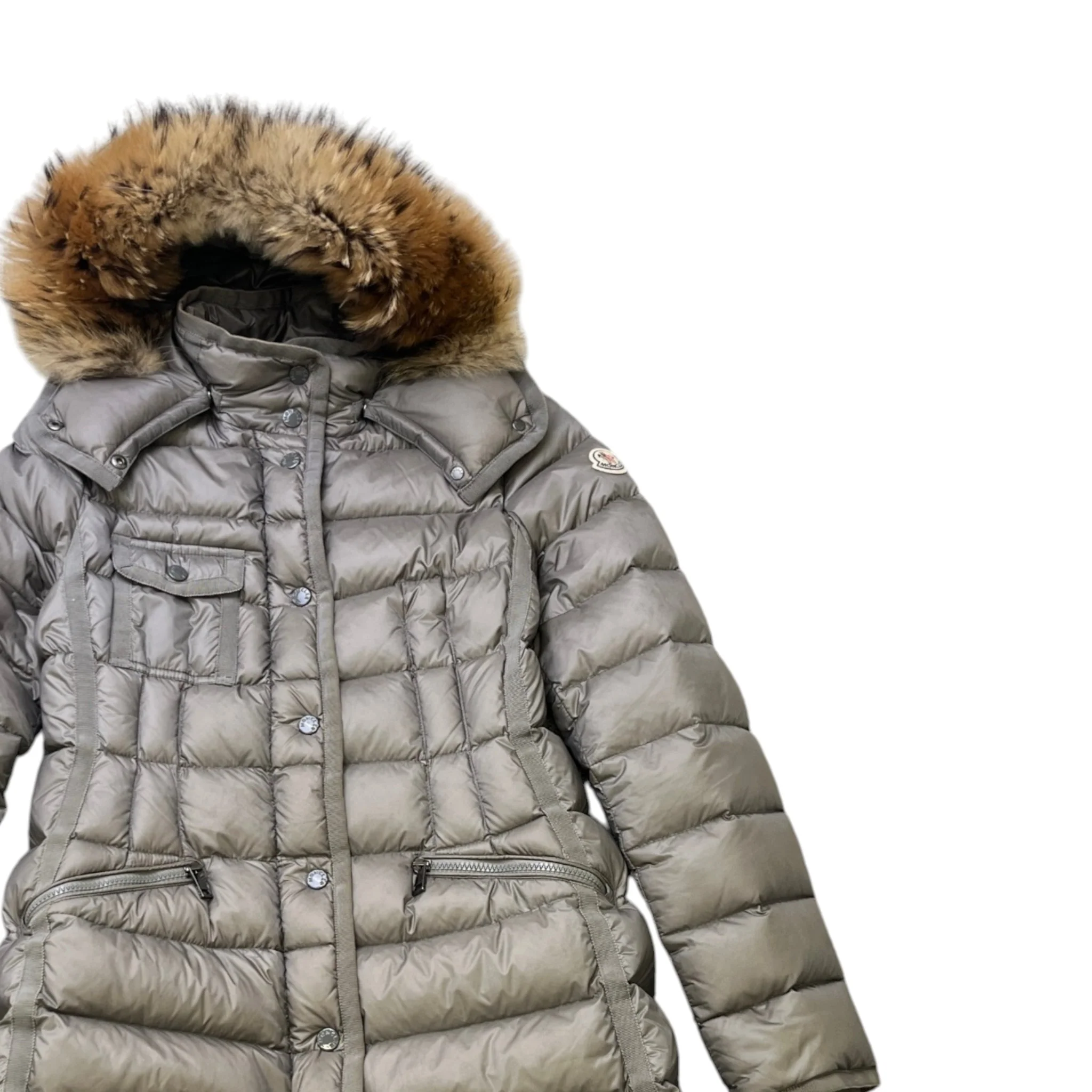 Women's Hermifur Long Down Jacket Grey Size 2 / UK 12 - Image 3