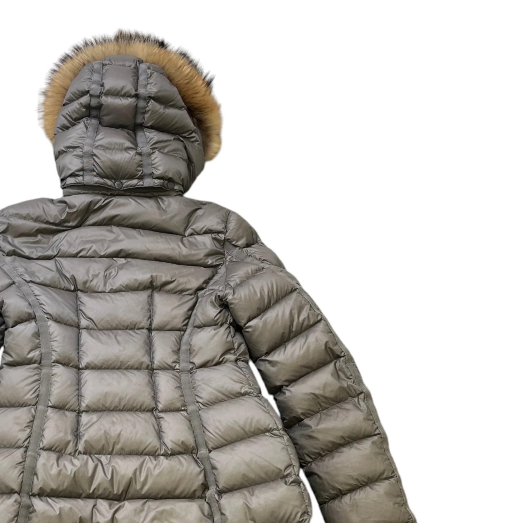 Women's Hermifur Long Down Jacket Grey Size 2 / UK 12 - Image 4