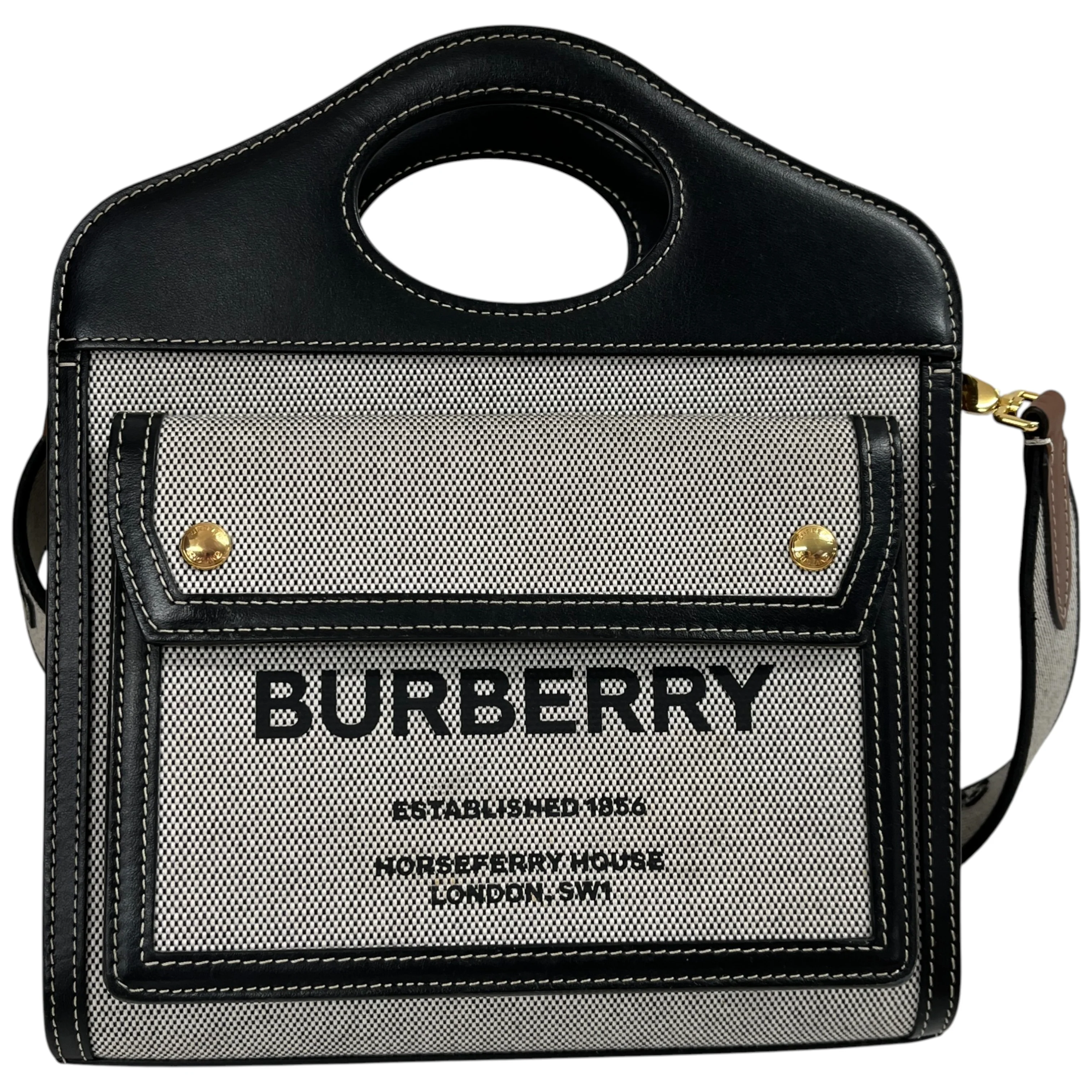 Women's Horseferry Motif Mini Pocket Bag Grey - Image 2