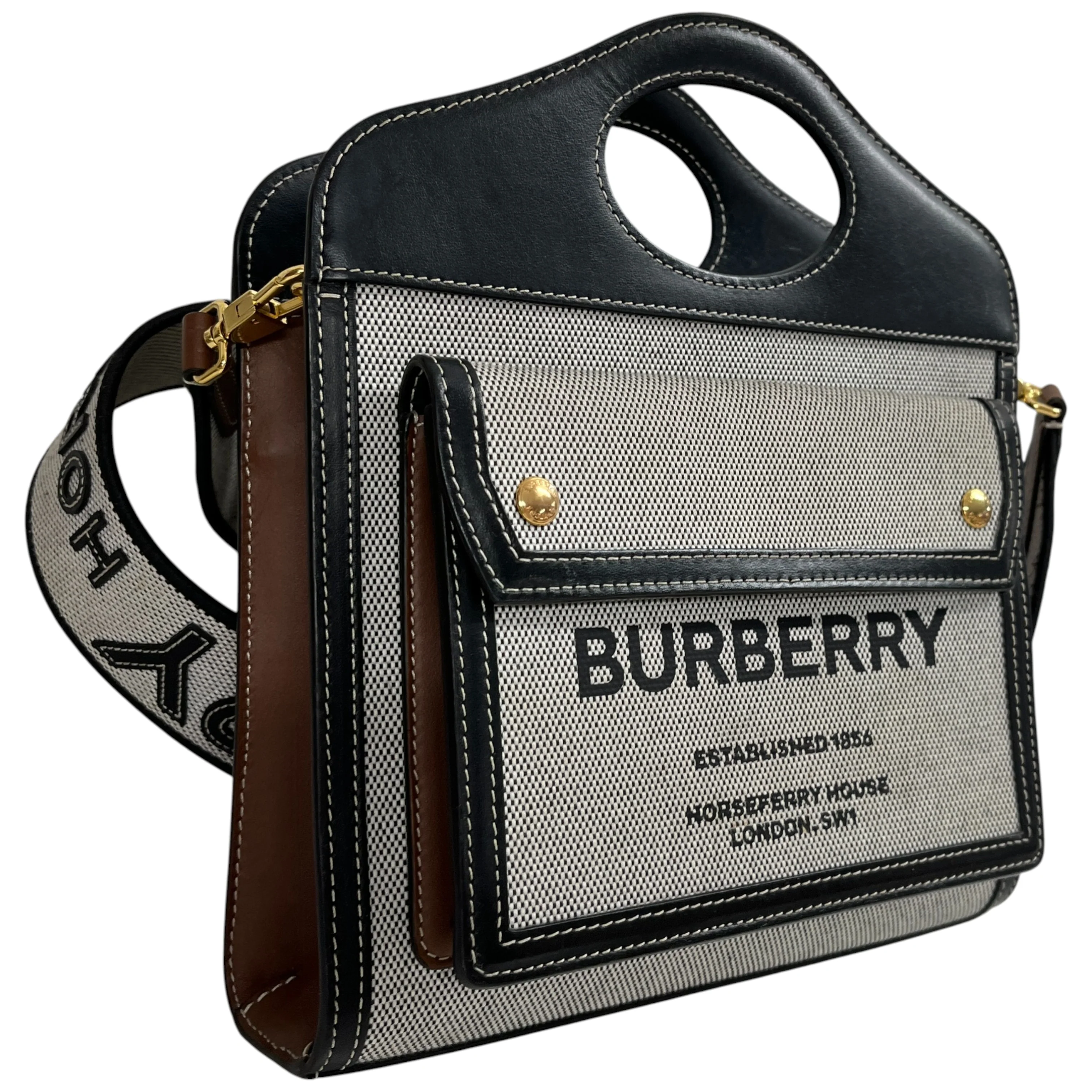 Women's Horseferry Motif Mini Pocket Bag Grey - Image 3