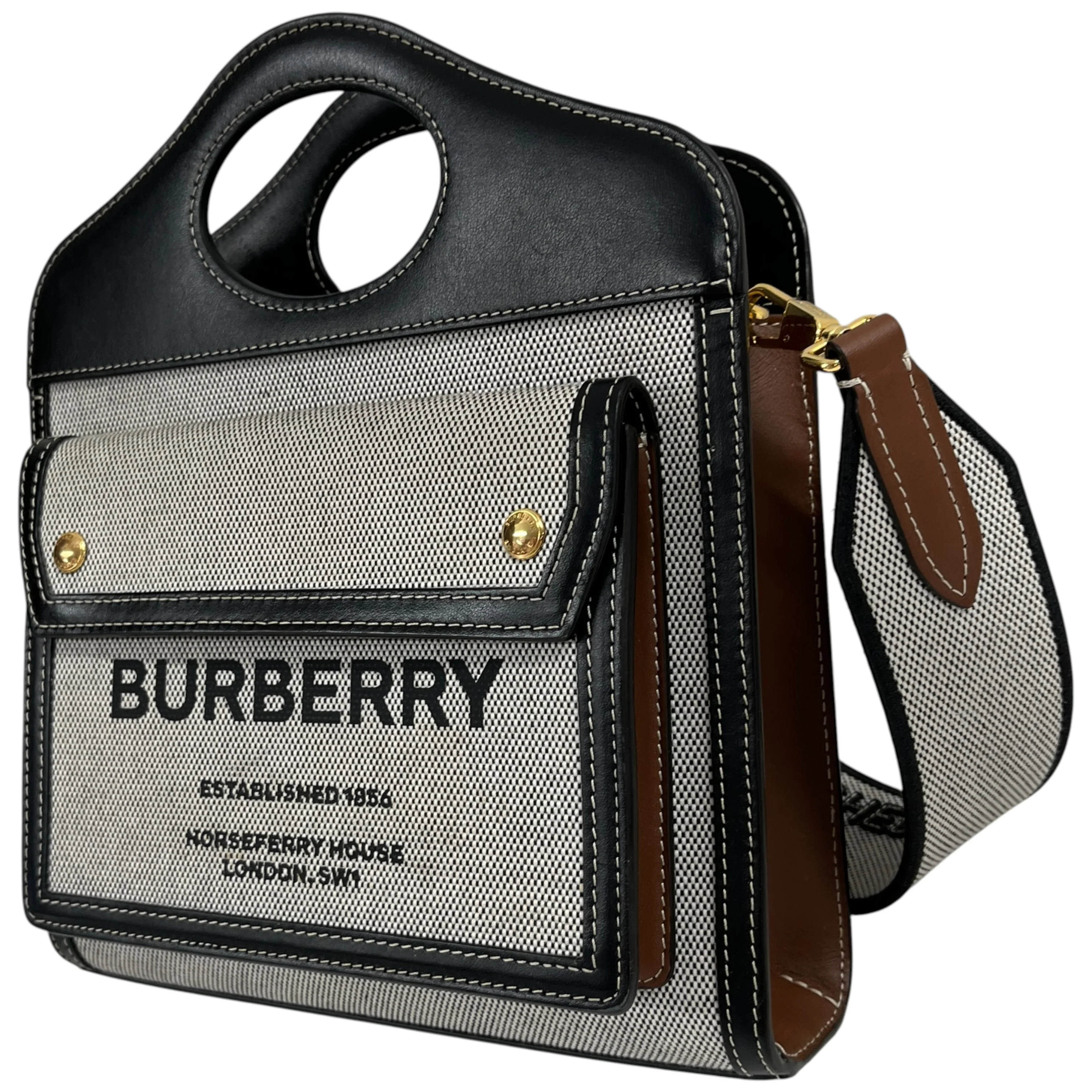 Women's Horseferry Motif Mini Pocket Bag Grey - Image 5